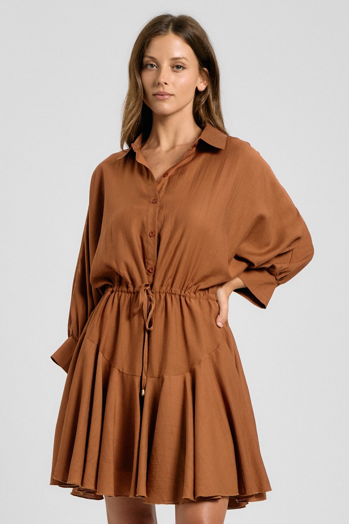 Dolman Sleeve Shirt Mini Dress
