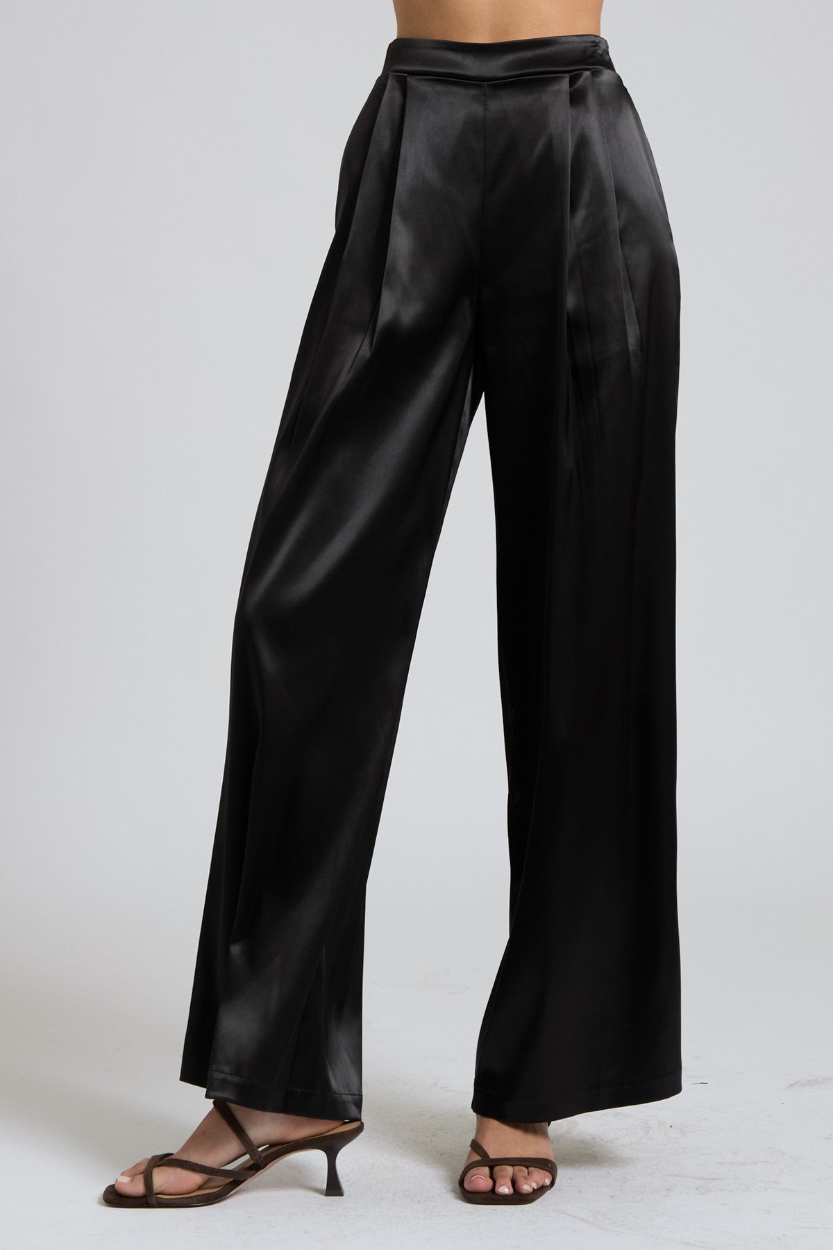 Sequin Bustier Tube Top & Satin Wide Leg Pants Set