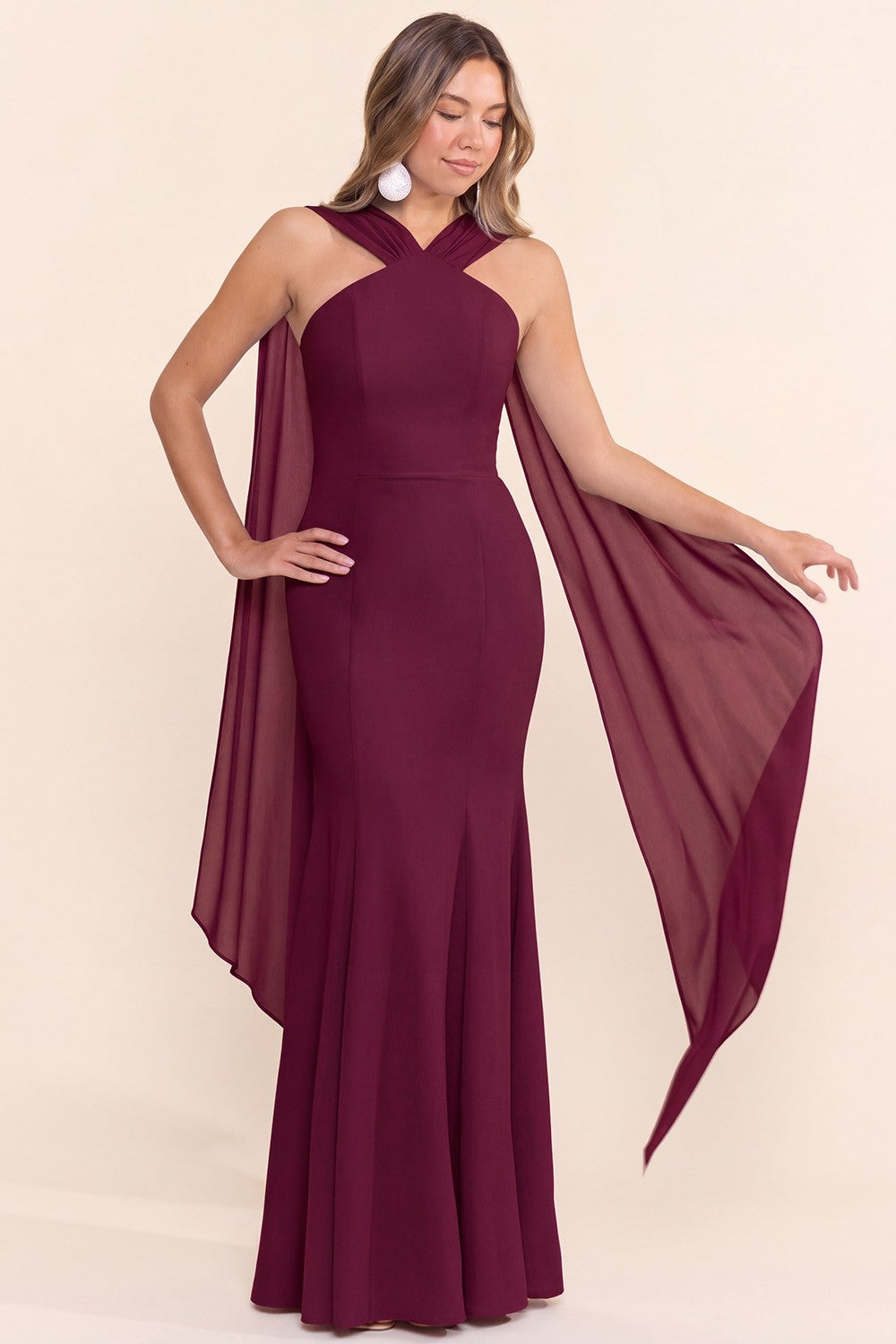 Chiffon Draped Maxi Dress