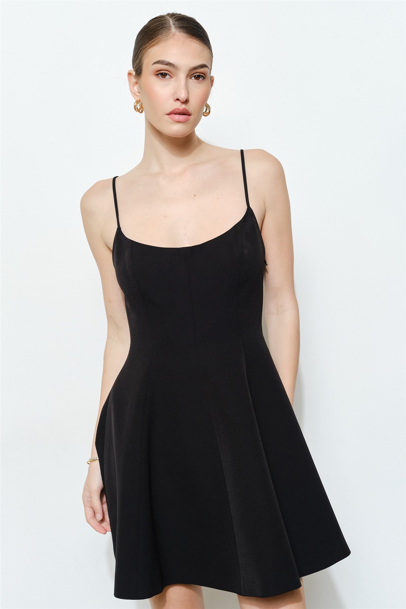 Adorable Solid Fit And Flare Mini Dress