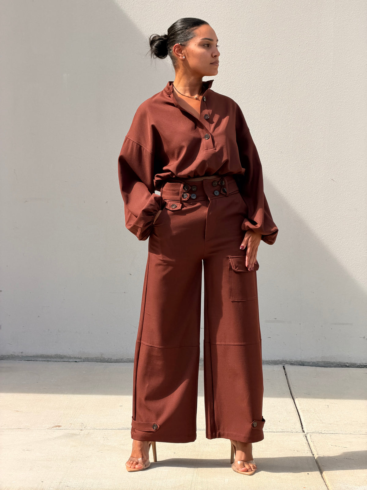 Button Down Balloon Jacket & Pant Set