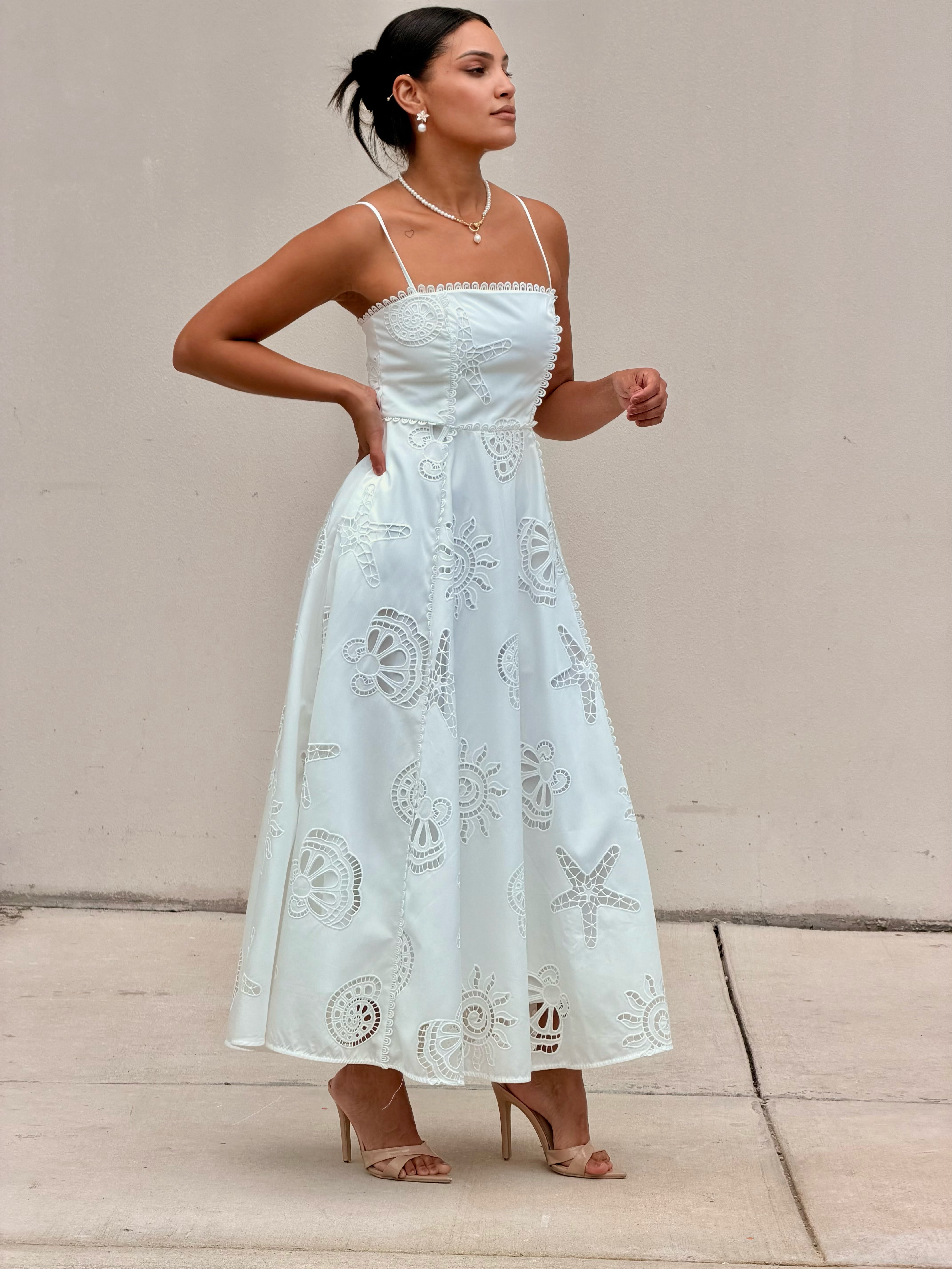 Seaside Eyelet Midi Dress