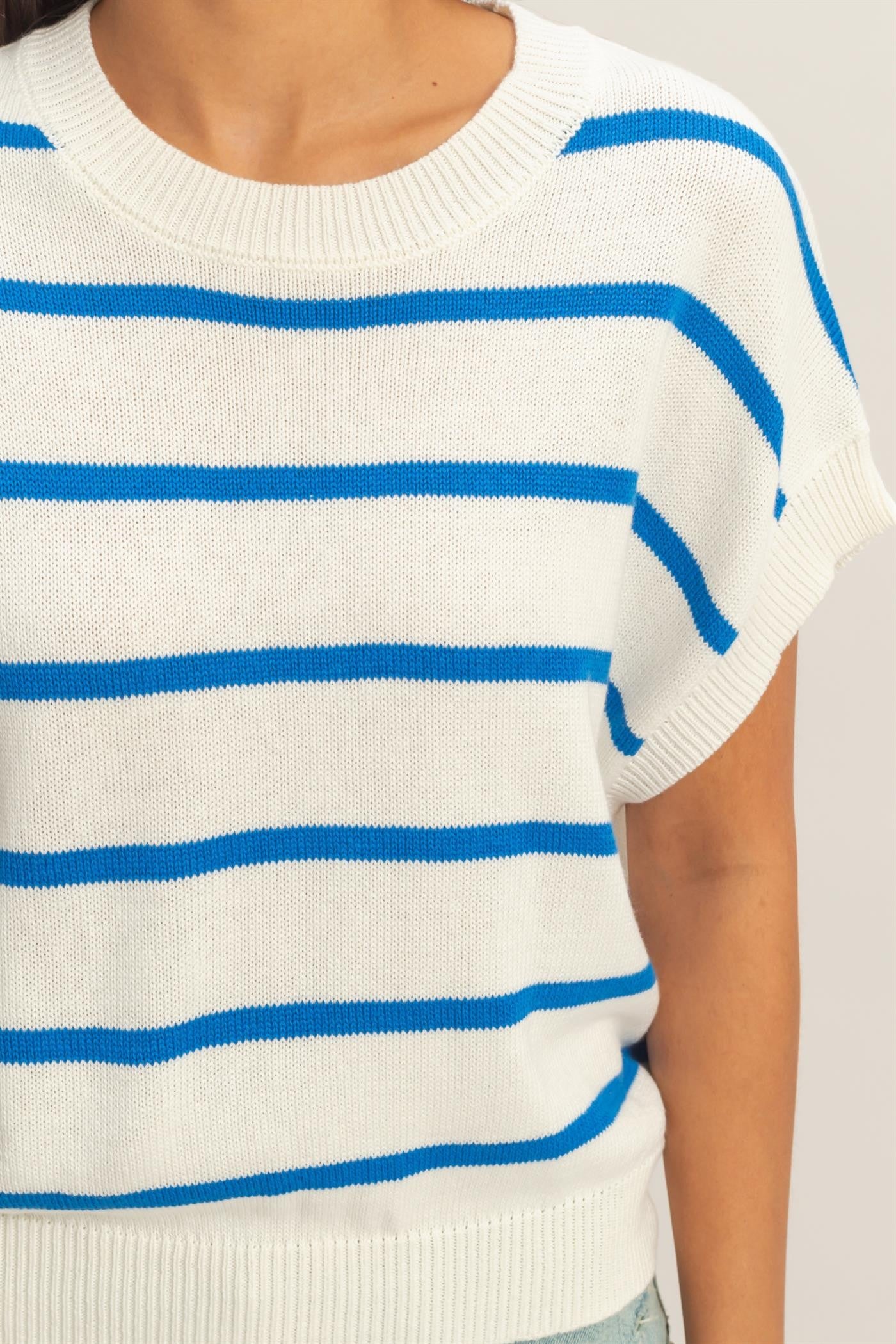 Knit Striped Crew Neck Top