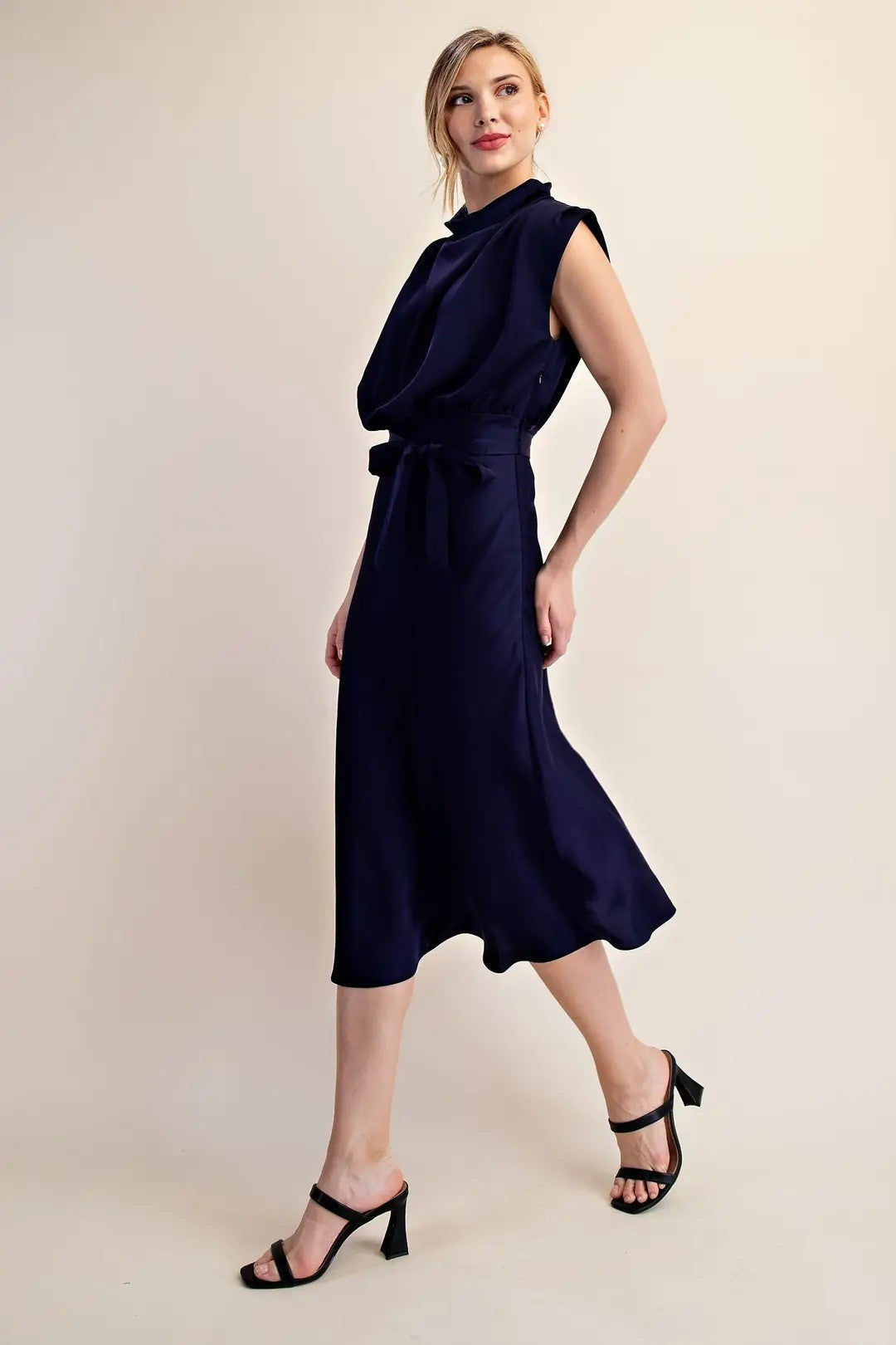 New Cowl Neck Midi Dress