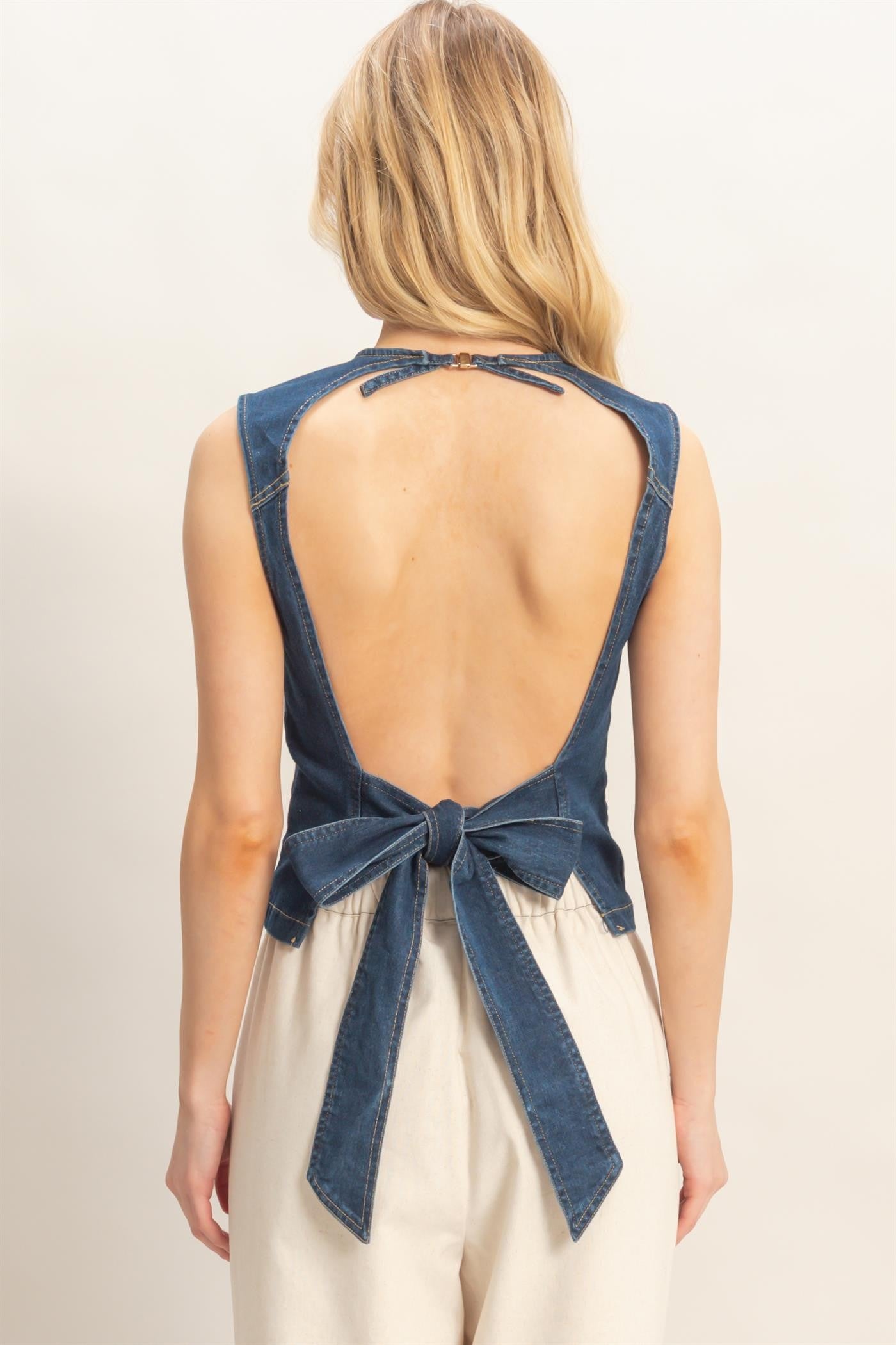Sleeveless Denim Top