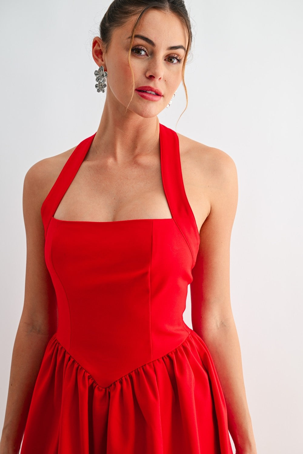 Halter Straight Neck Midi Dress