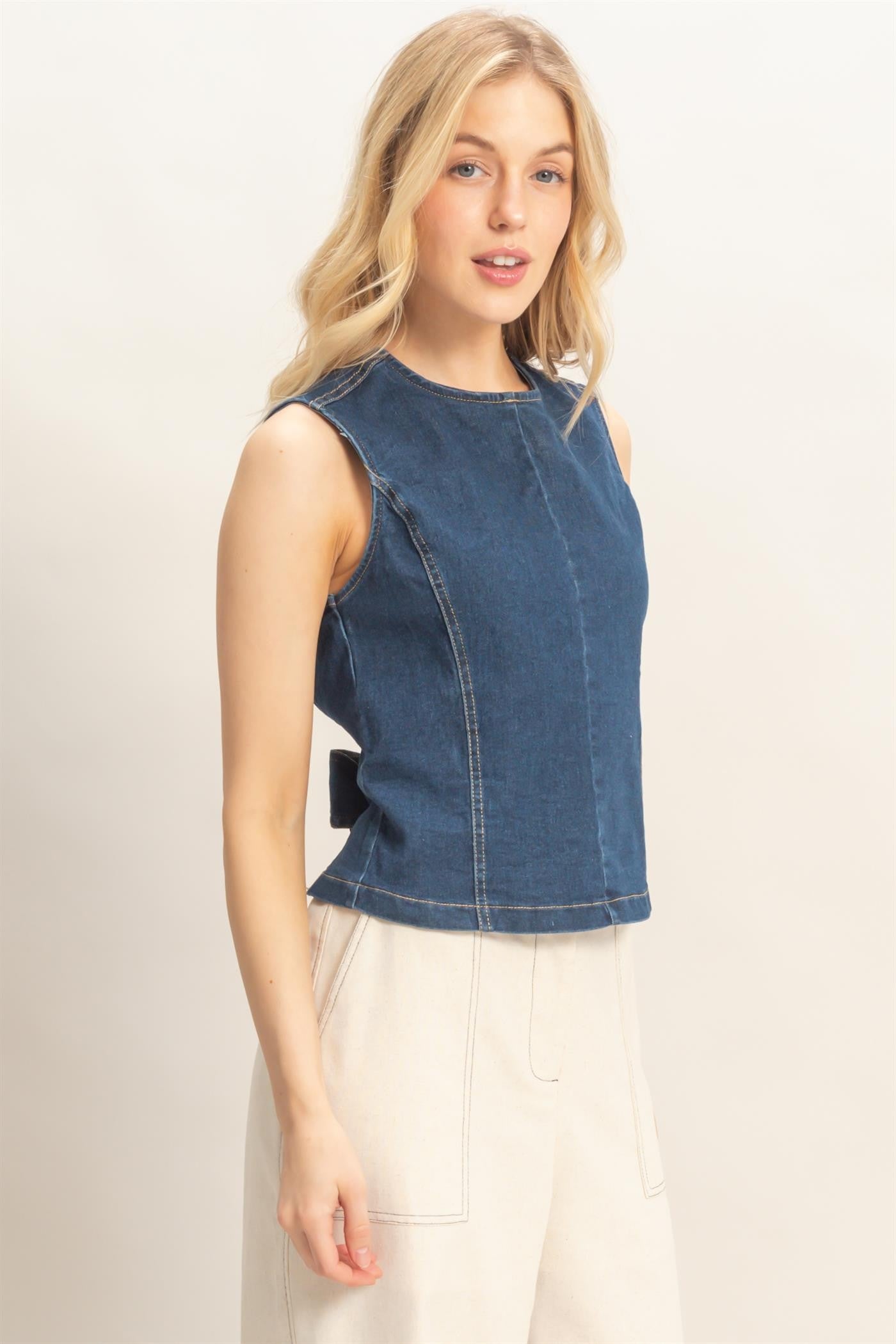Sleeveless Denim Top