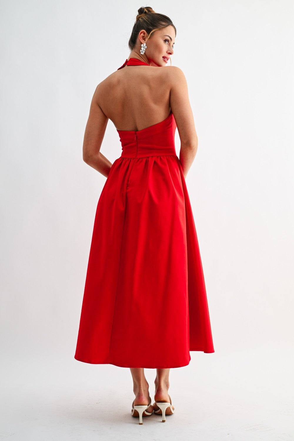 Halter Straight Neck Midi Dress