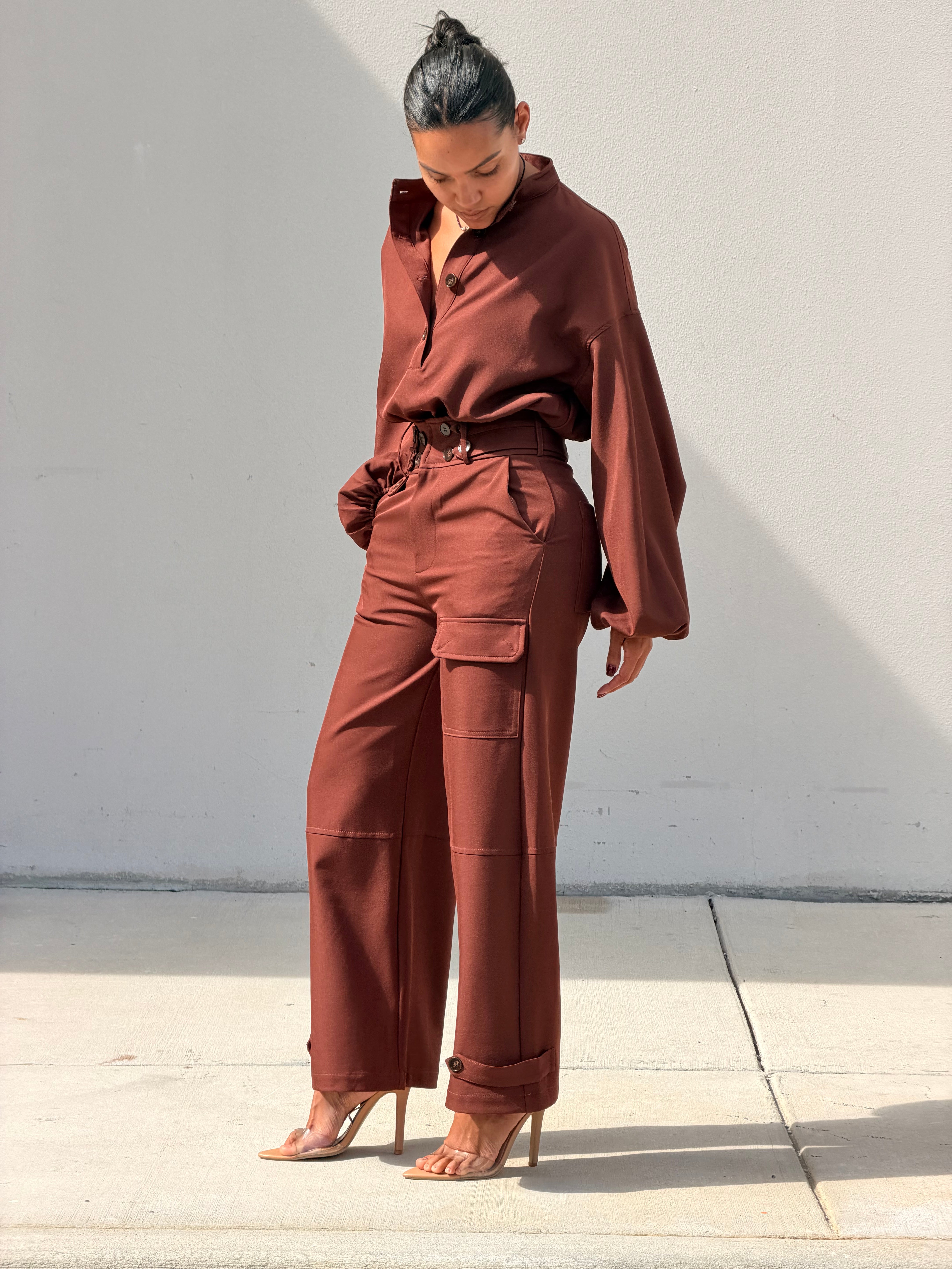 Button Down Balloon Jacket & Pant Set