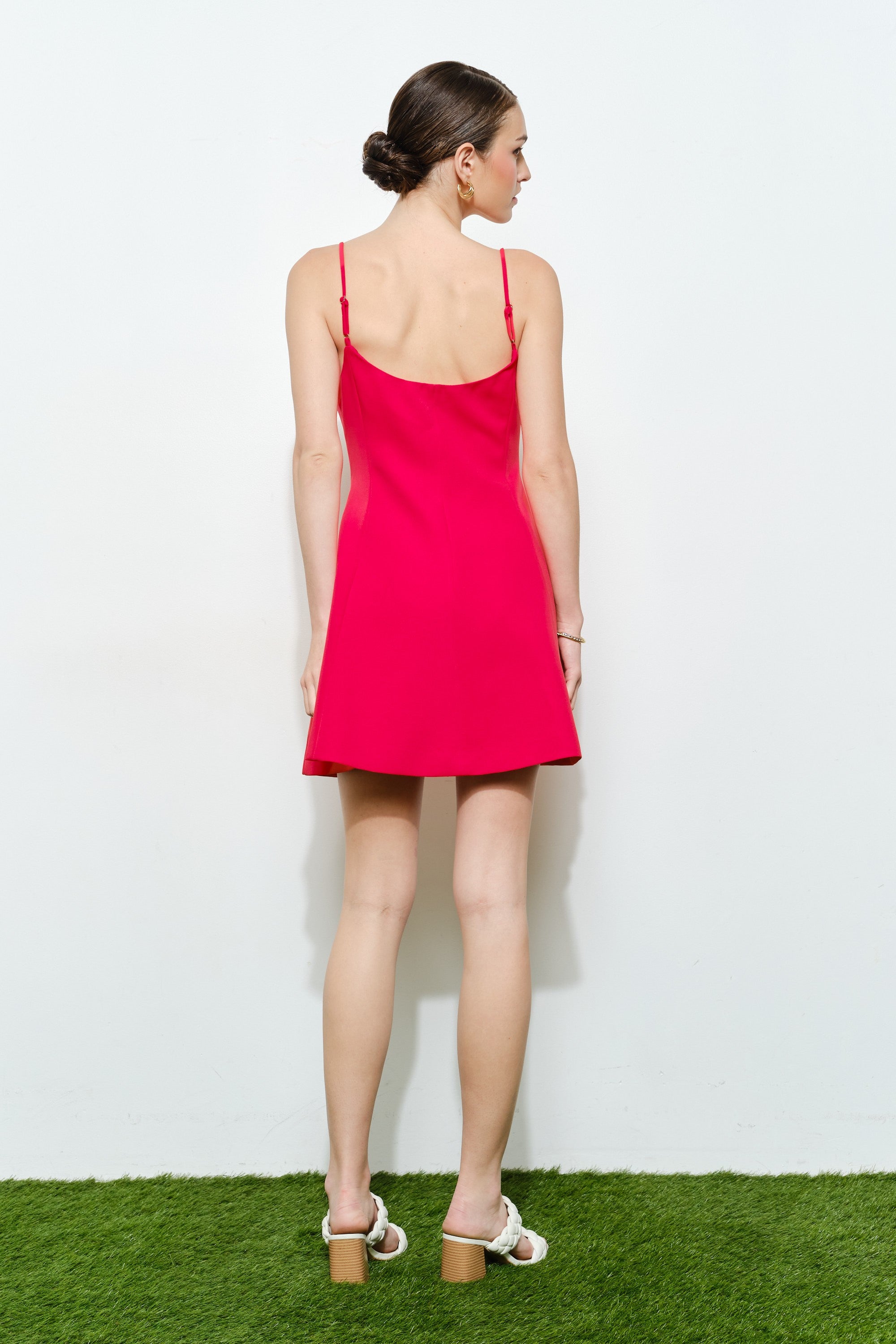 Adorable Solid Fit And Flare Mini Dress