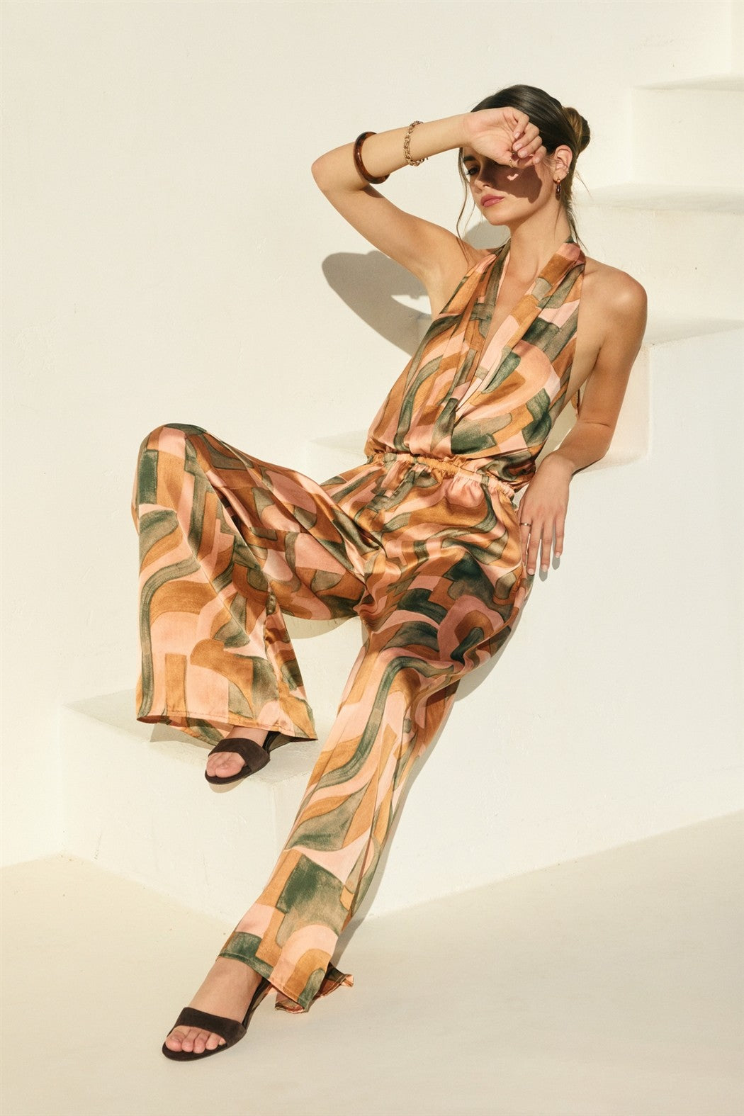 Abstract Halter Neck Jumpsuit