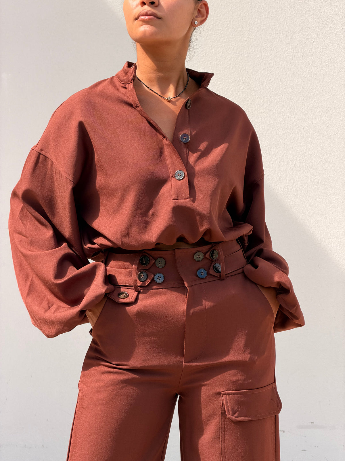 Button Down Balloon Jacket & Pant Set