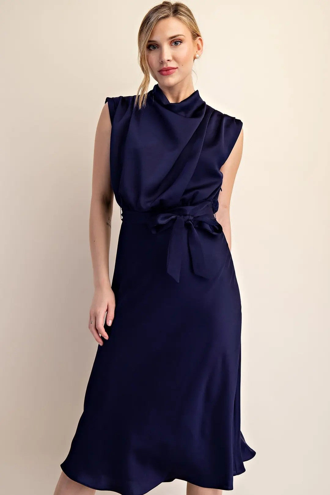 New Cowl Neck Midi Dress