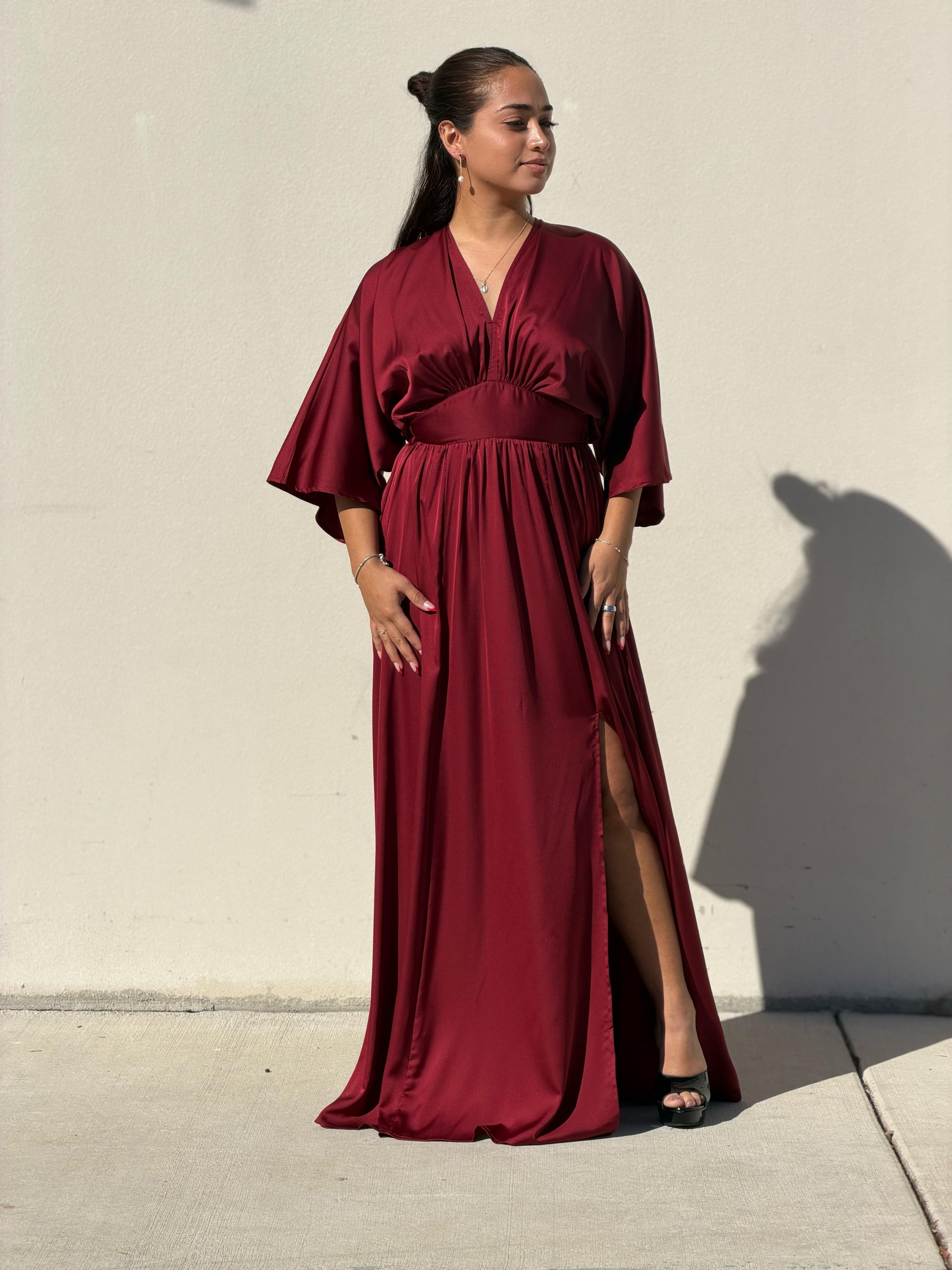 Velvet Wine Satin Gown