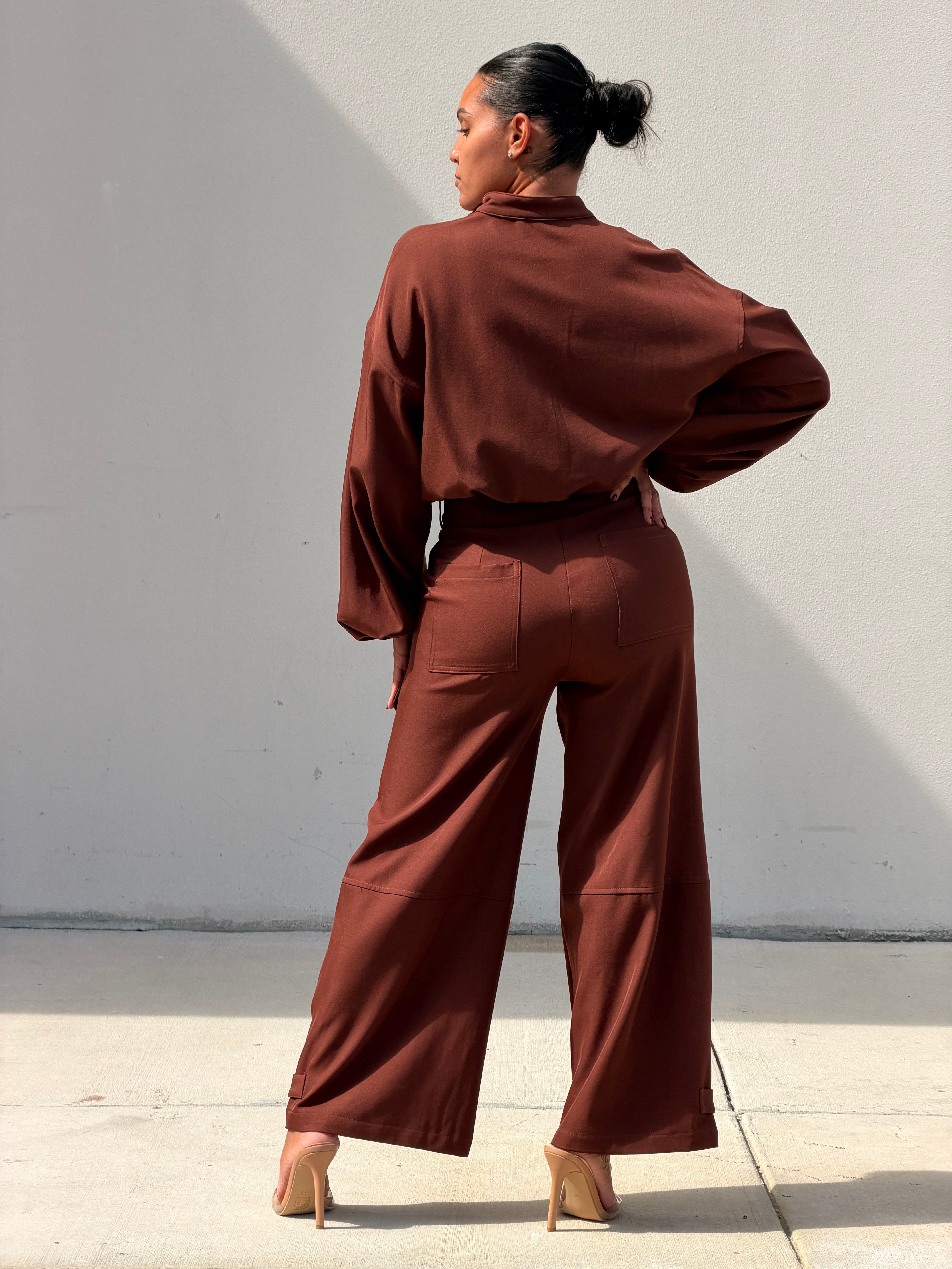 Button Down Balloon Jacket & Pant Set