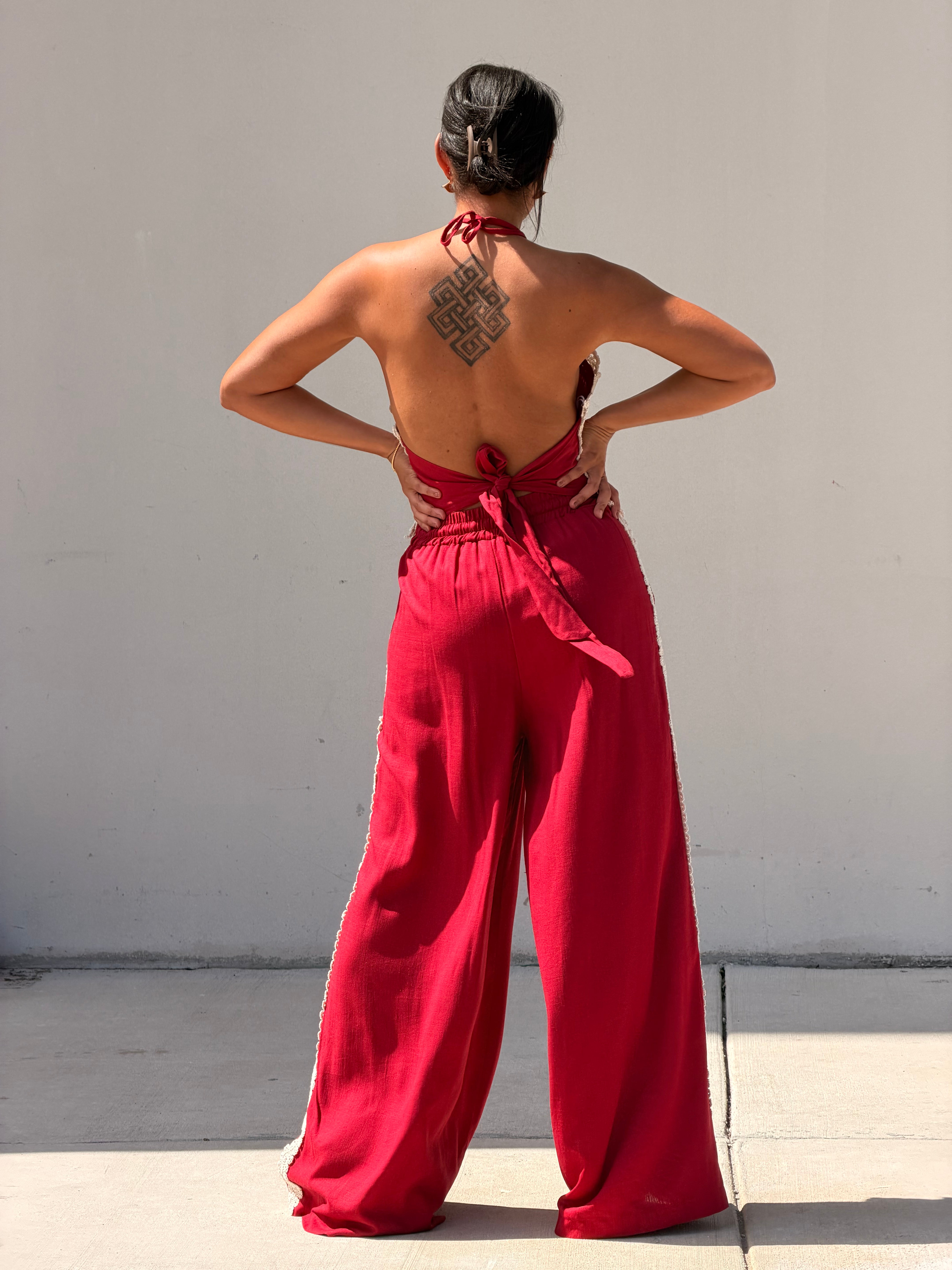 Crochet Diamond Halter Top and Pant Set