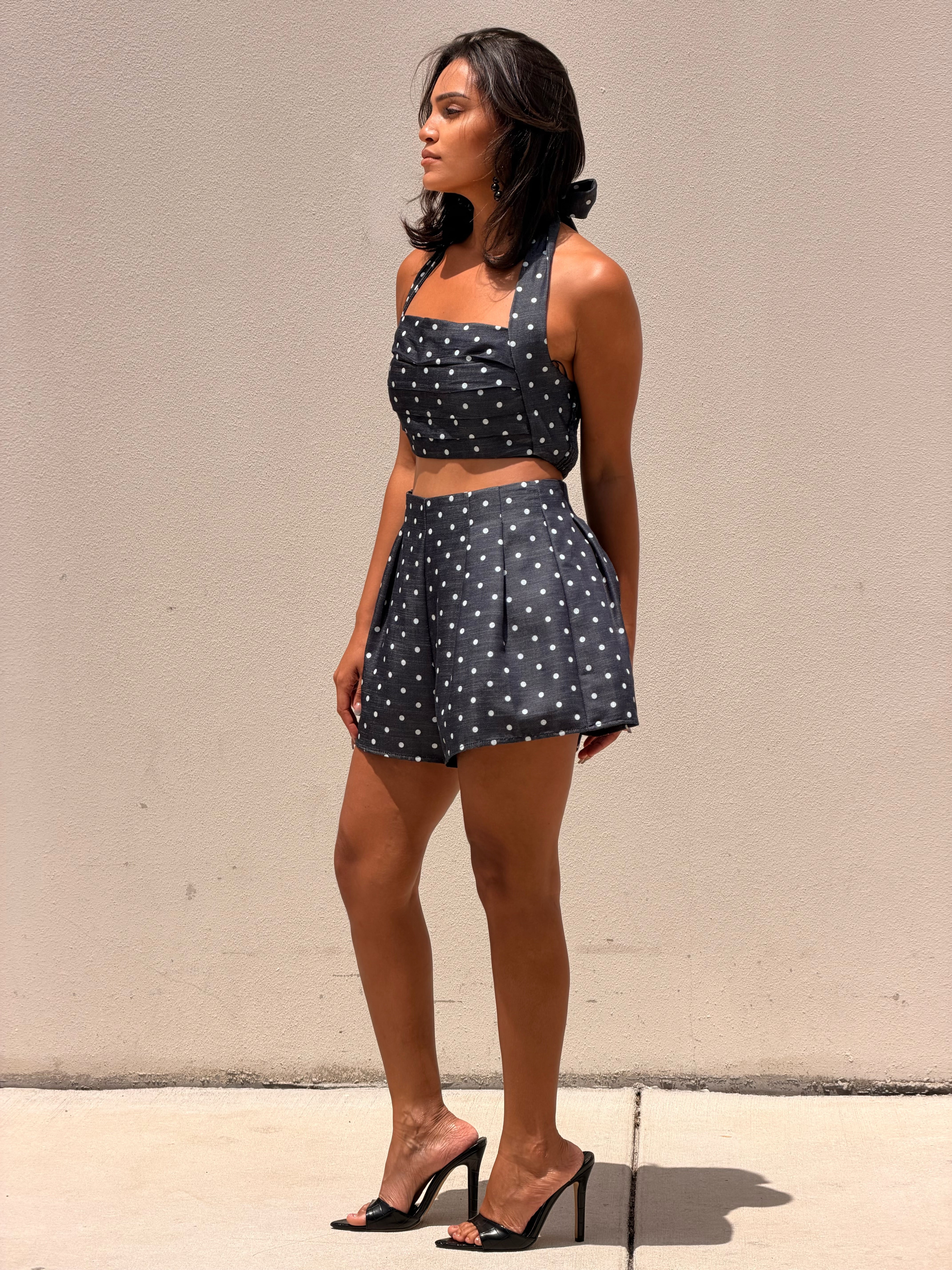 Luna Polka Crop & Skort Set