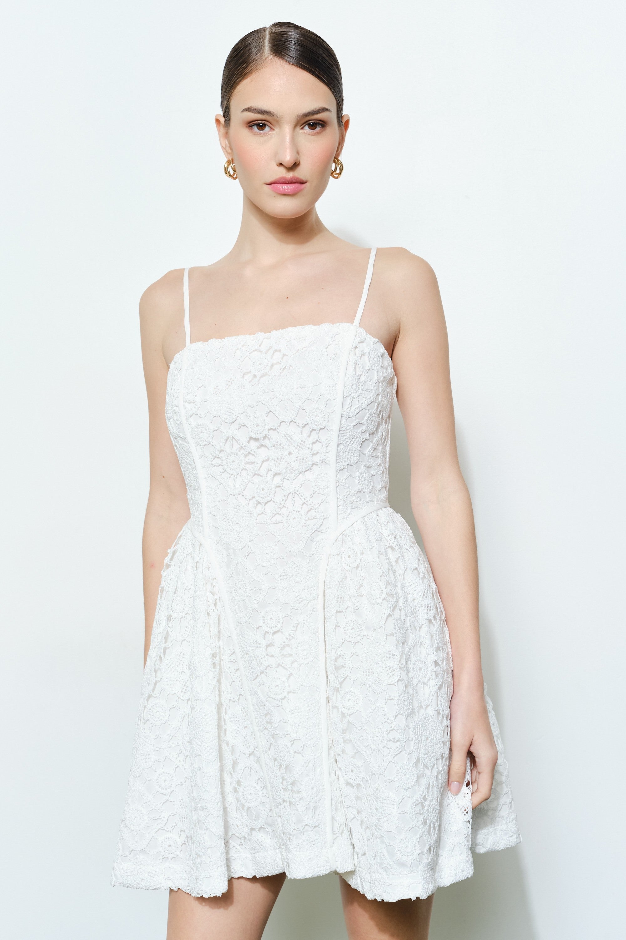 View Details Romantic Floral Lace Spaghetti Straps Mini Dress