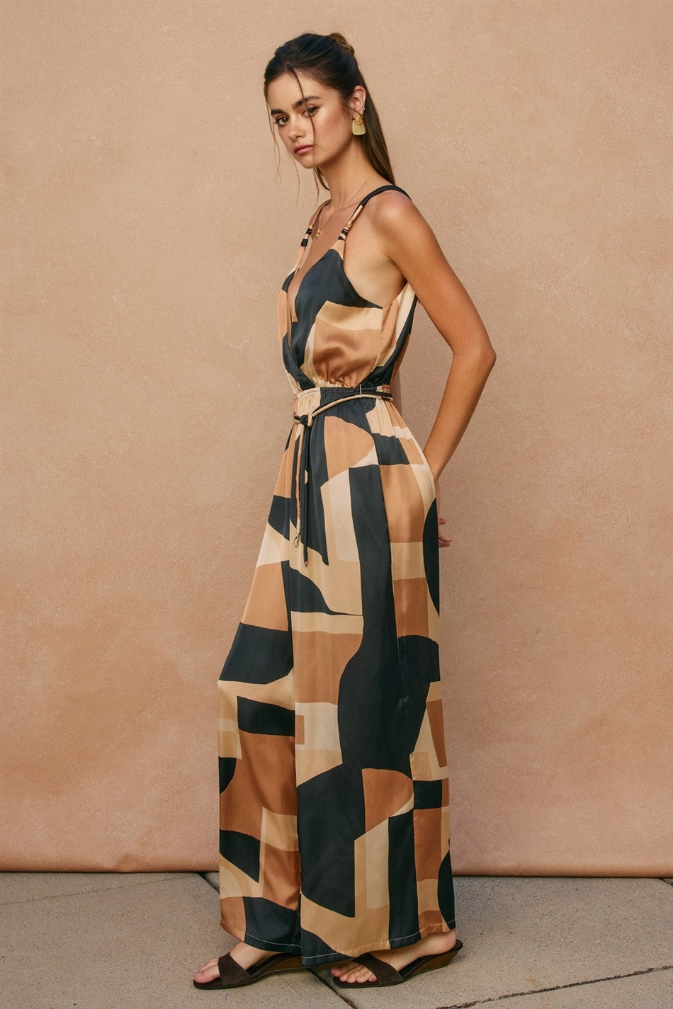 First Class Cord Strap Surplice Jumpsuit