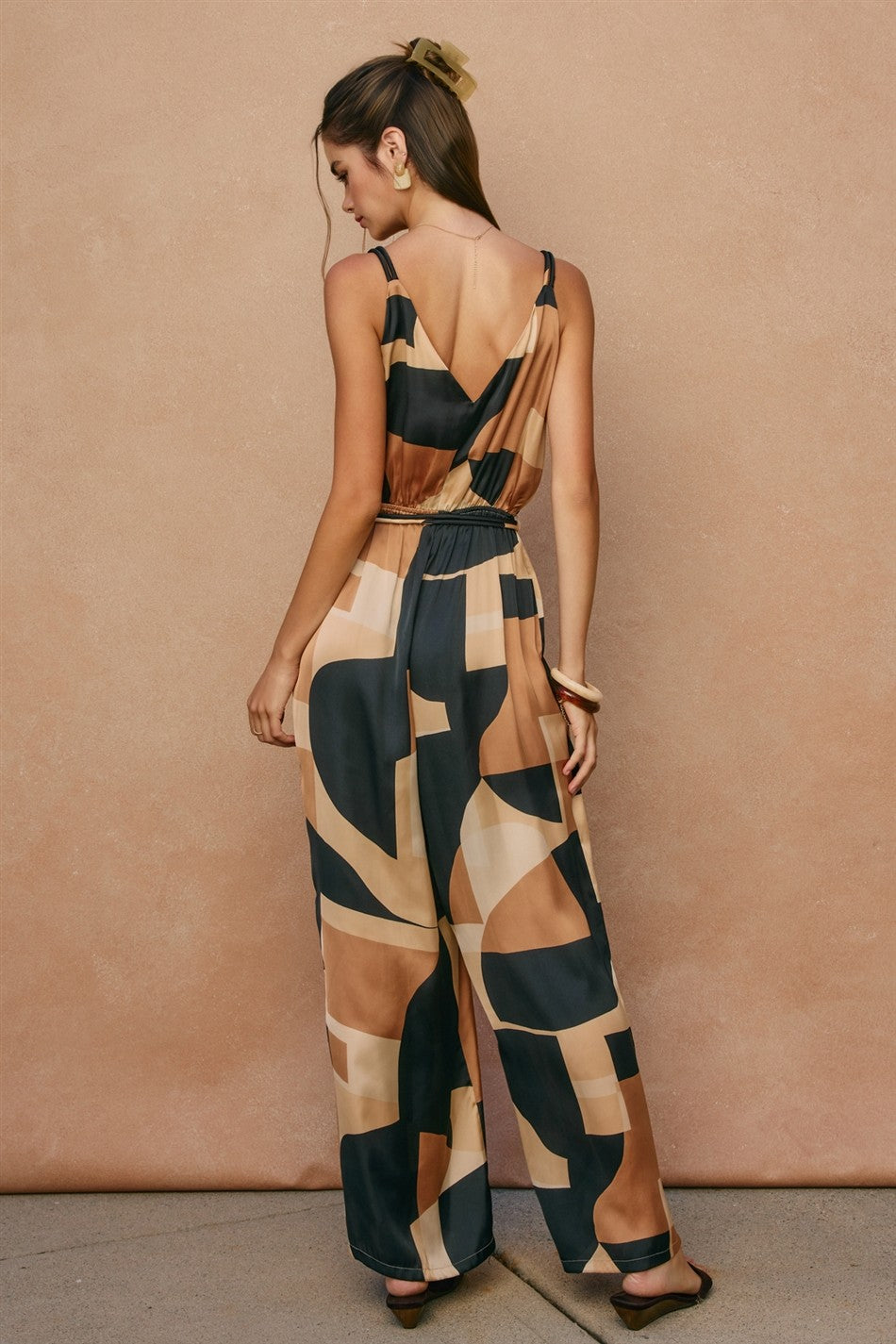 First Class Cord Strap Surplice Jumpsuit