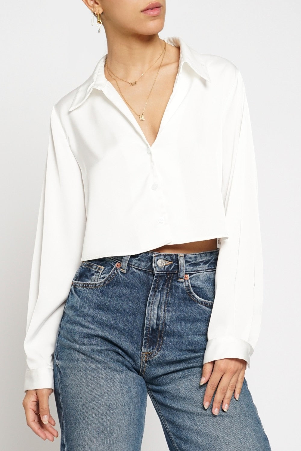 Cropped Satin Blouse