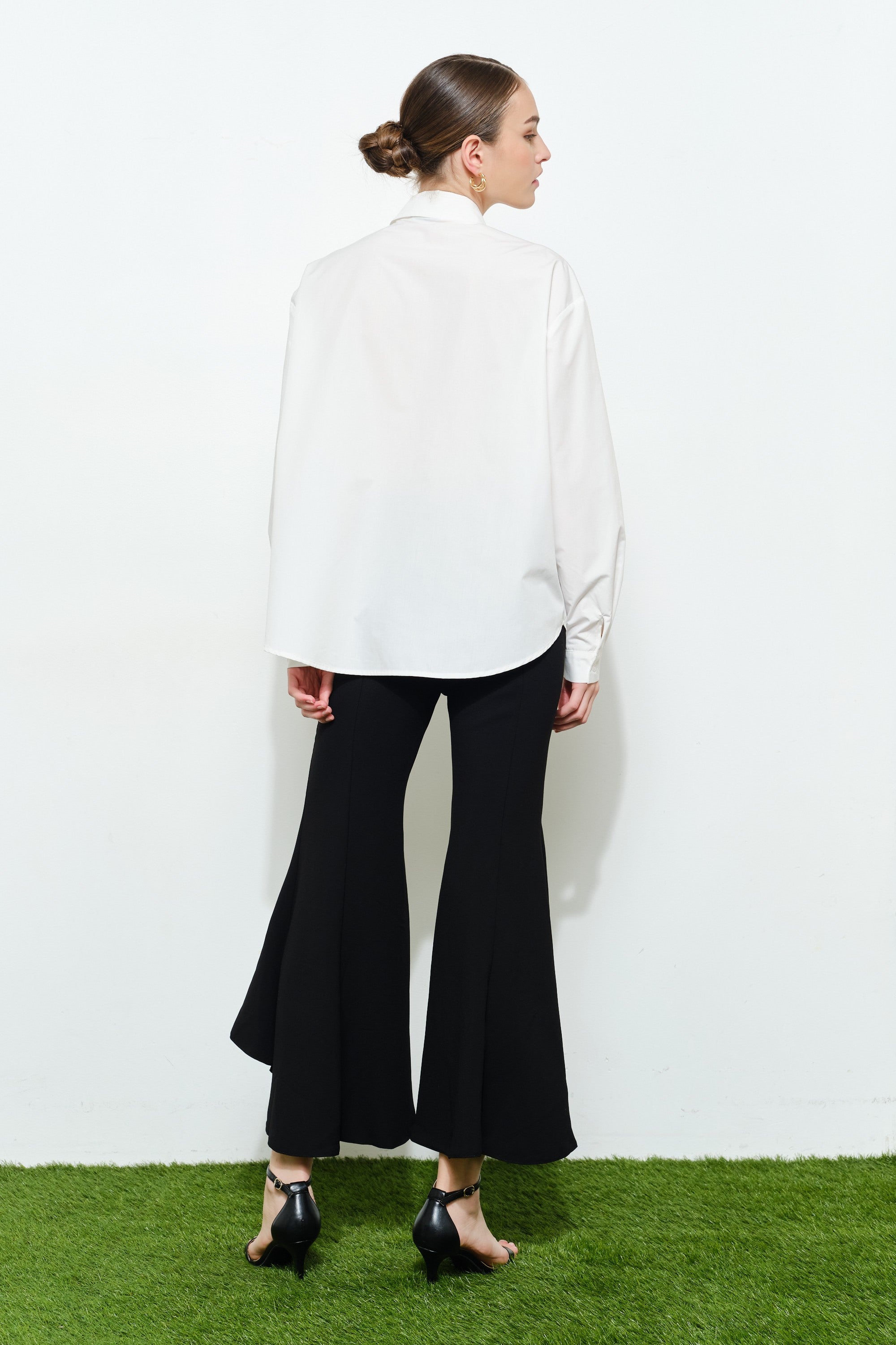 Luxe Collared Oversized Gold Metal Button Down Shirt