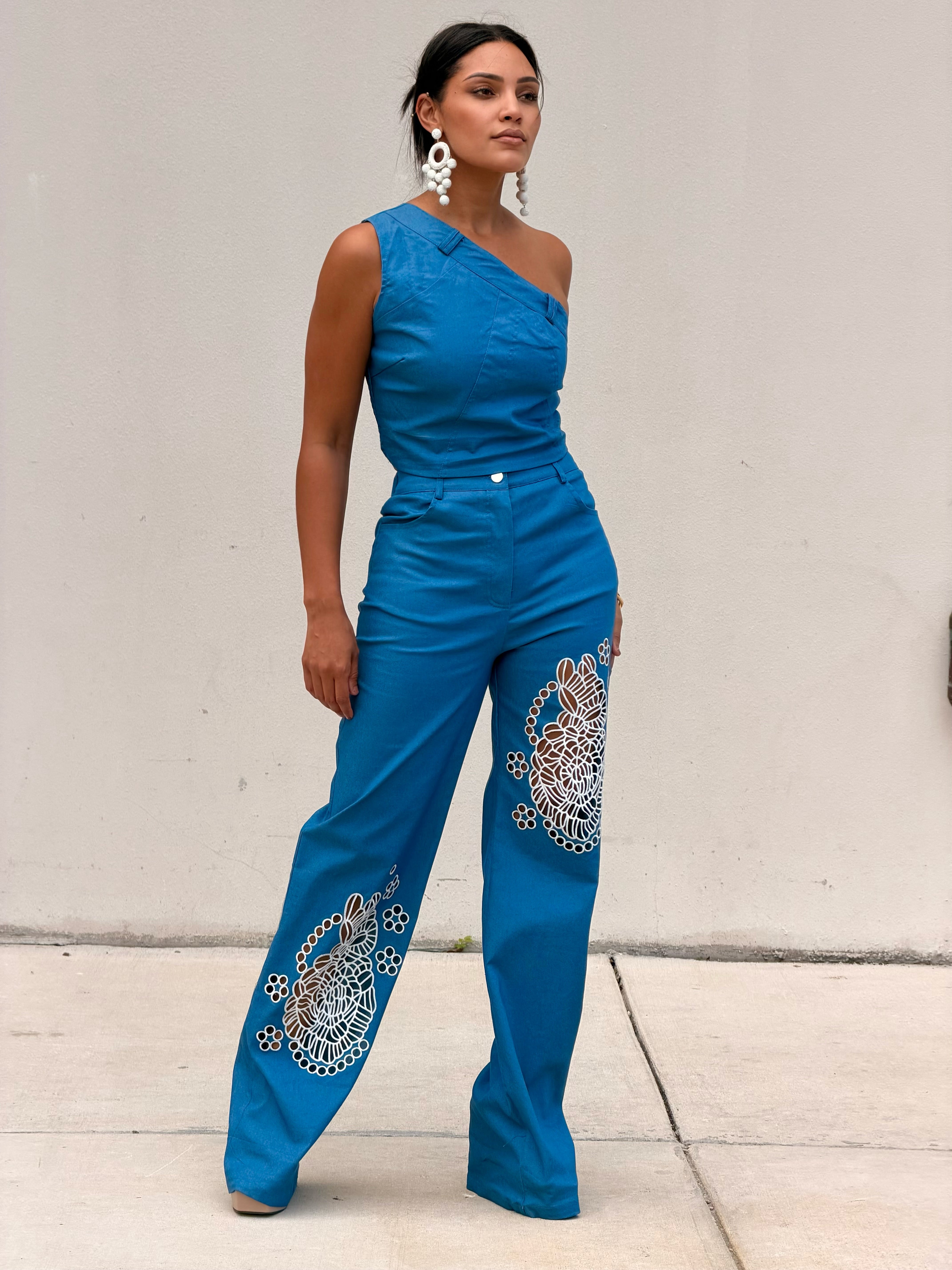 Belted One Shoulder Two Piece Sey
