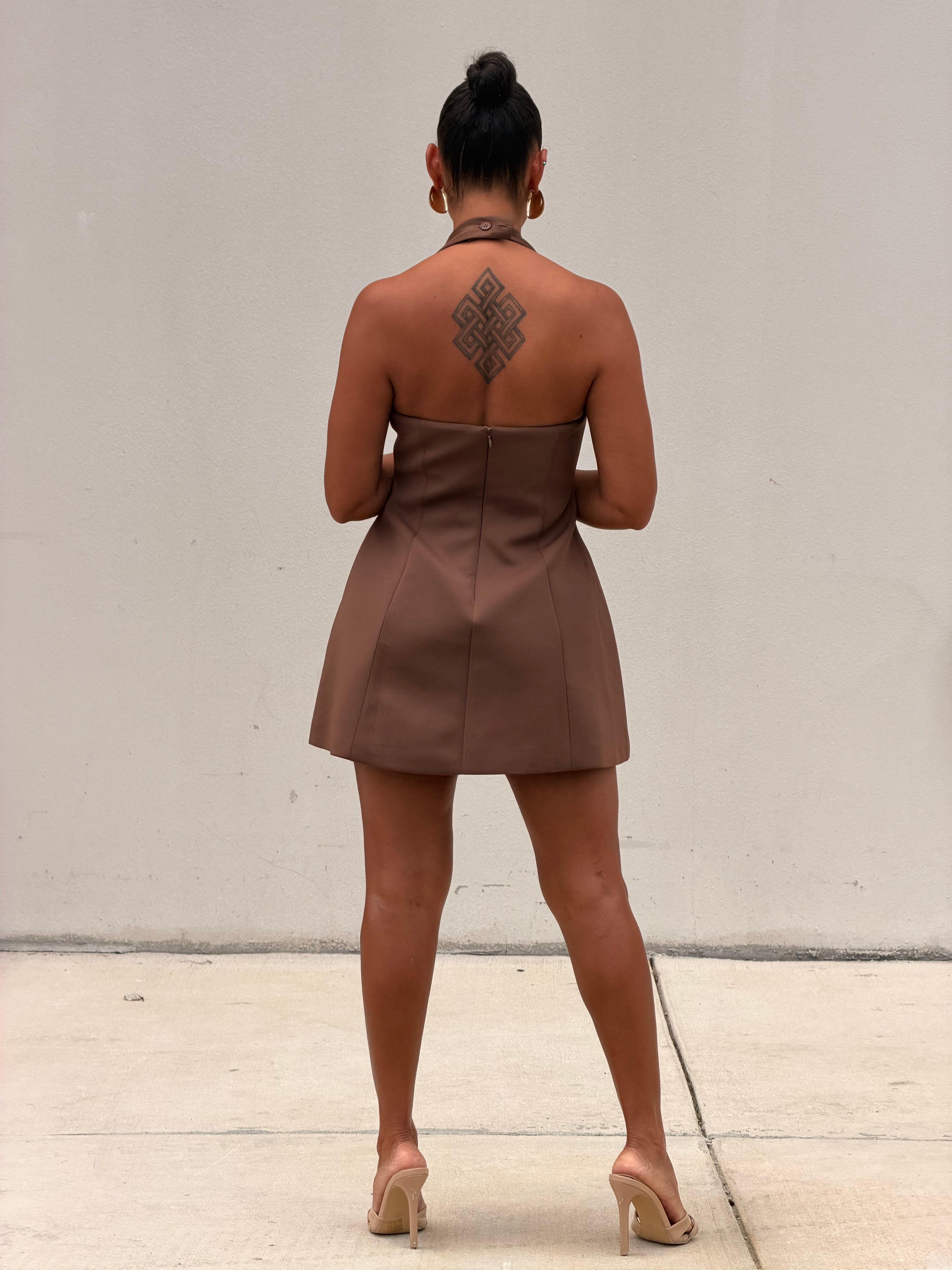 Sculpted Halter Mini Dress