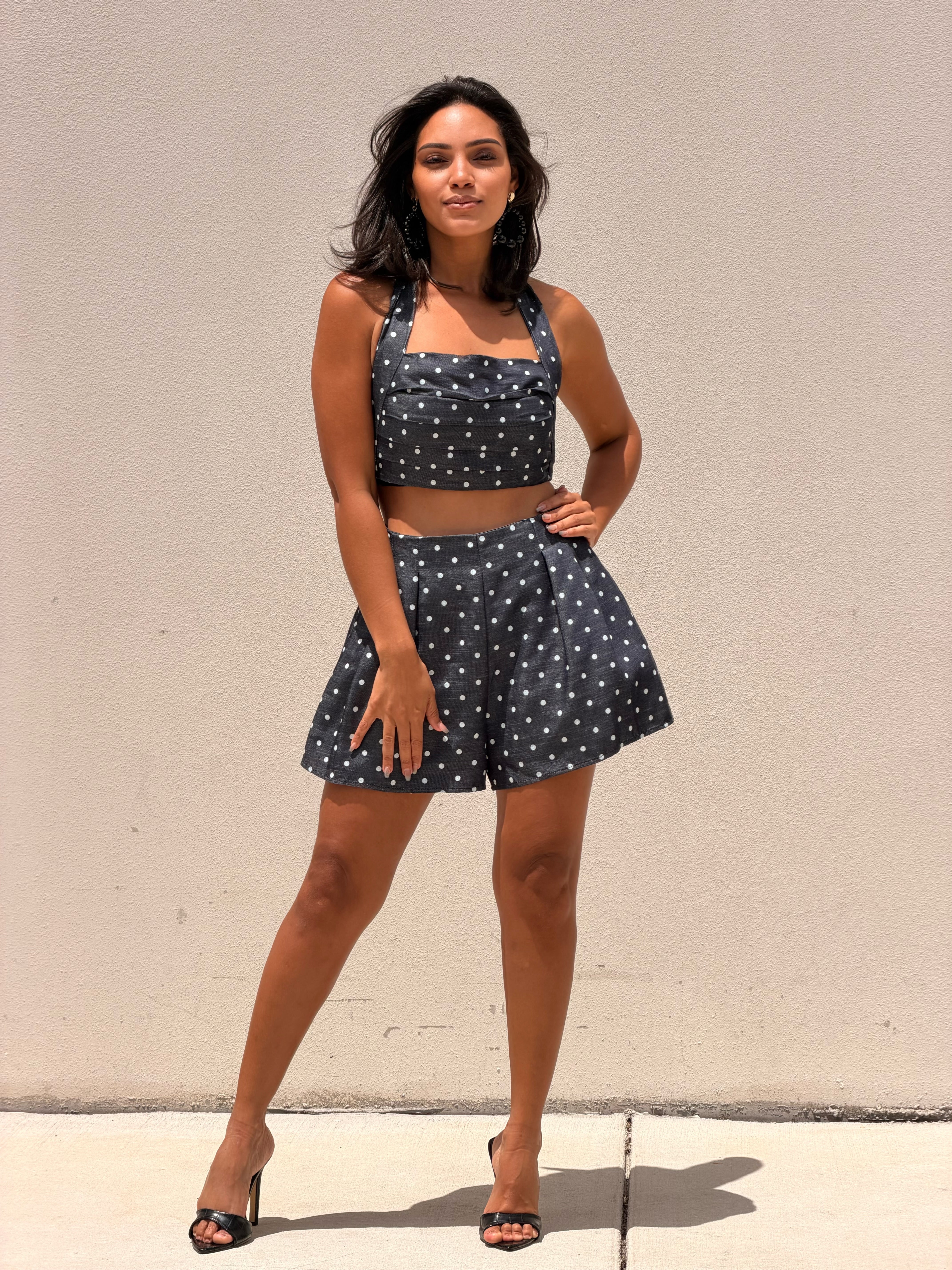 Luna Polka Crop & Skort Set