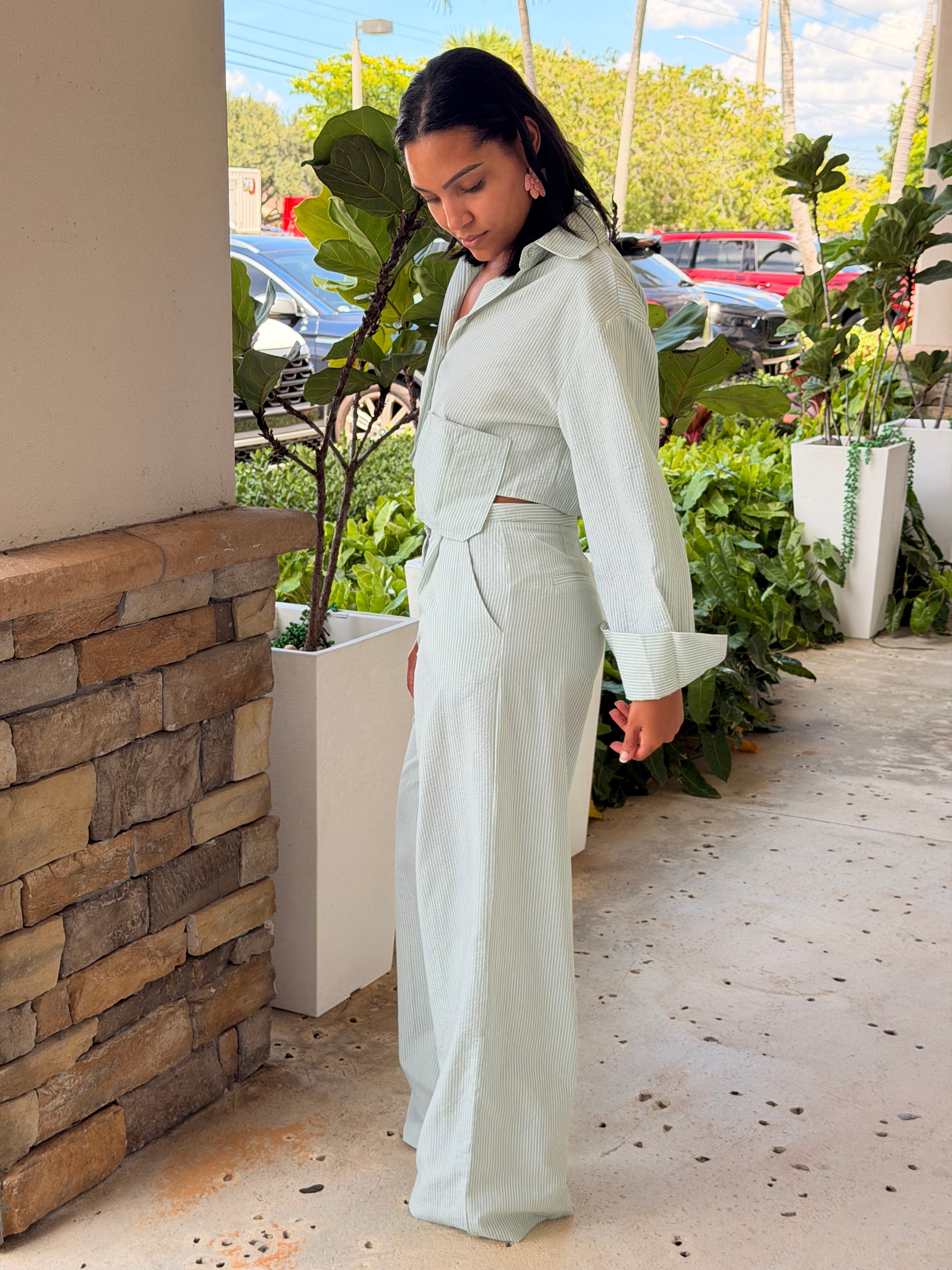 Stripped Pocket Collar Set
