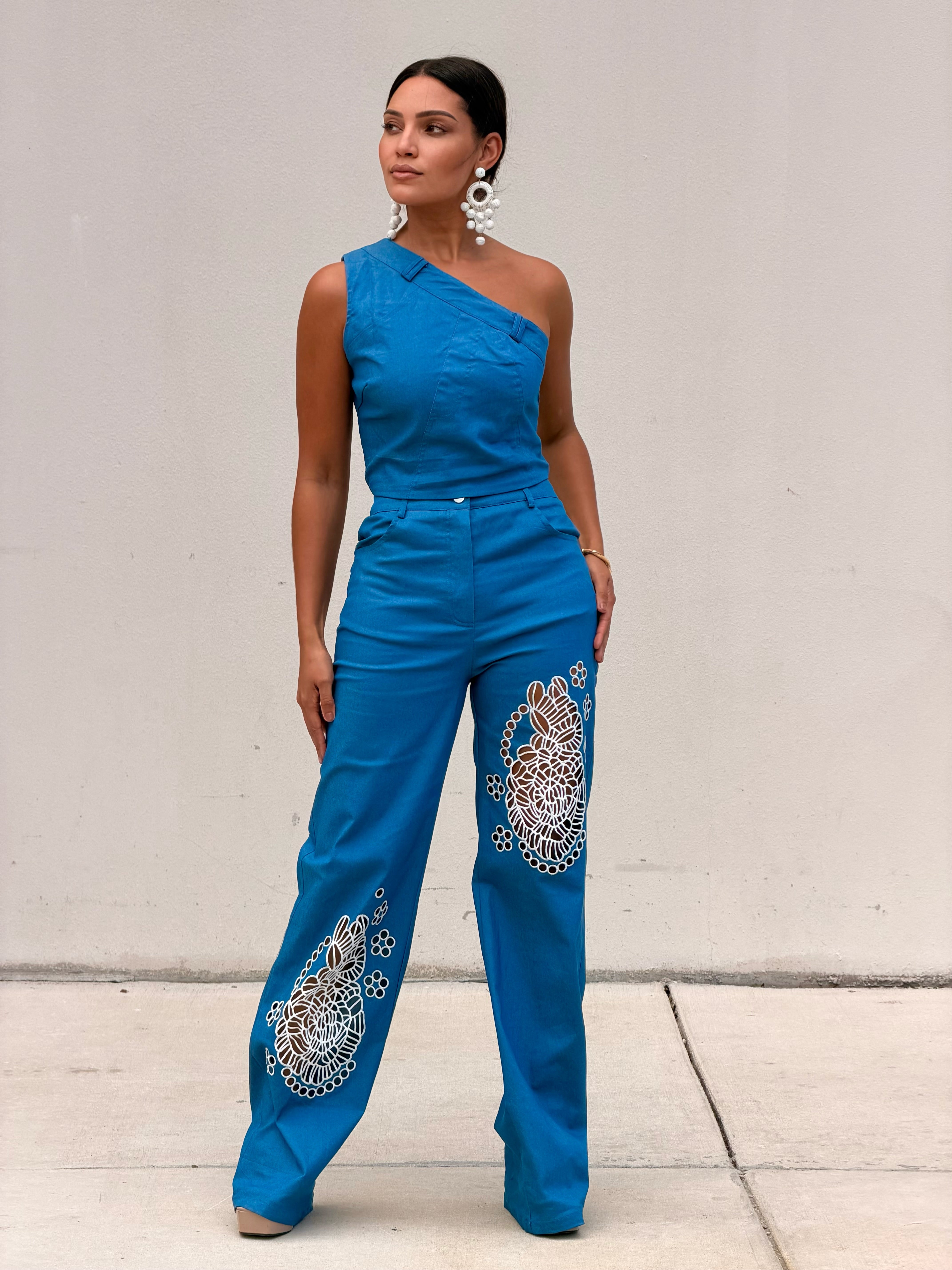 Belted One Shoulder Two Piece Sey
