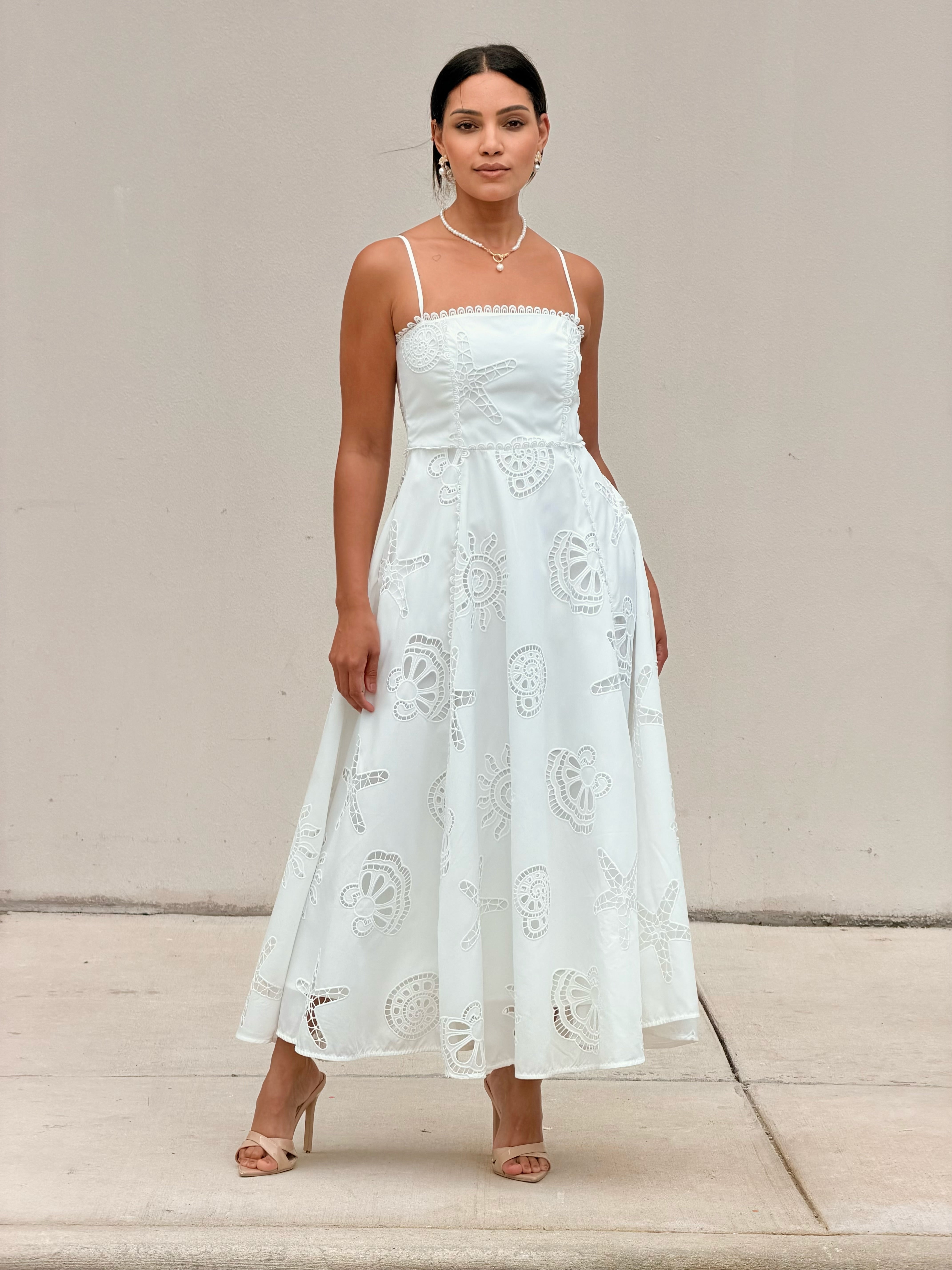 Seaside Eyelet Midi Dress