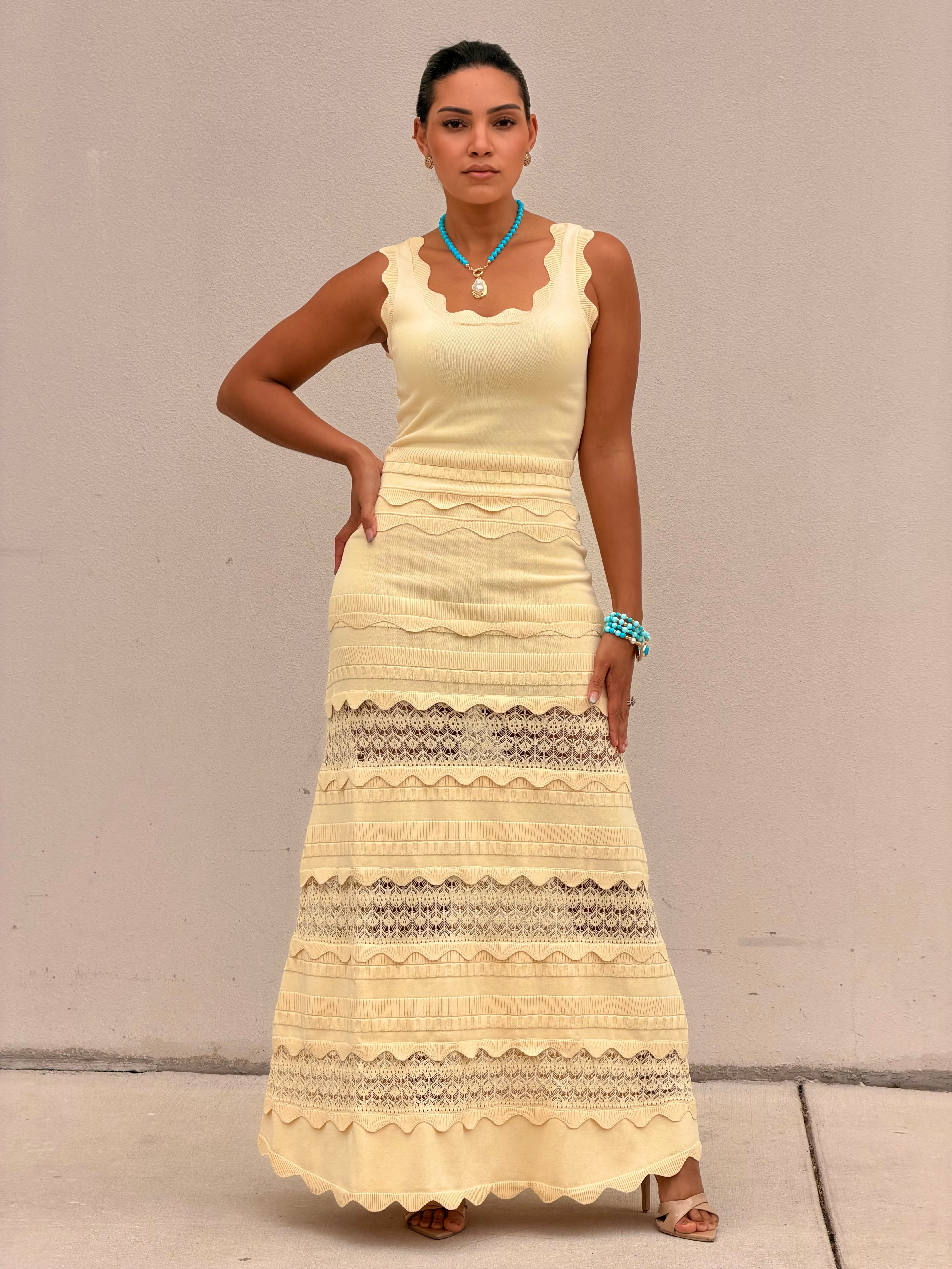 Embroider Square Neck Dress