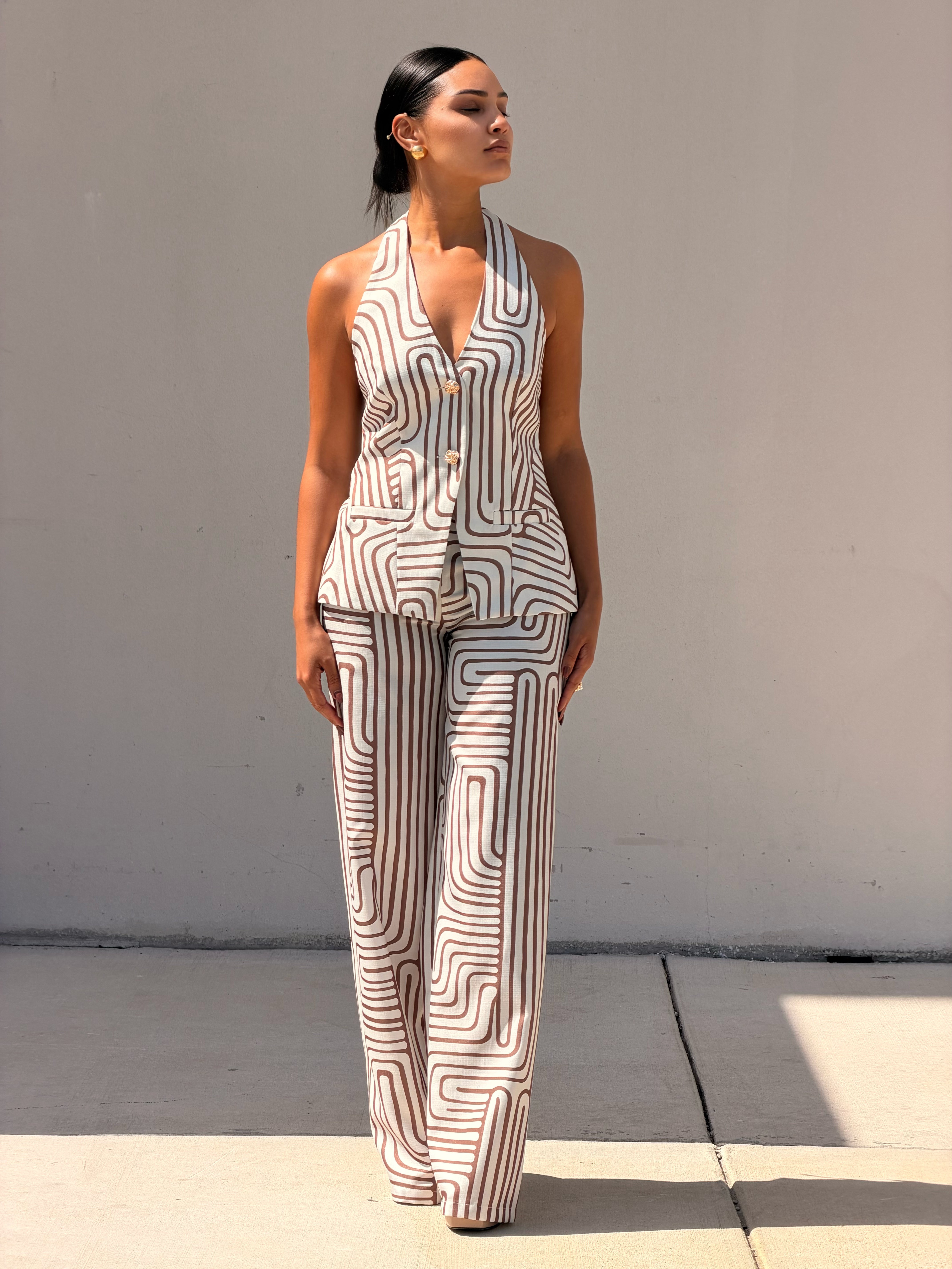 Halter Linear Open Back Set