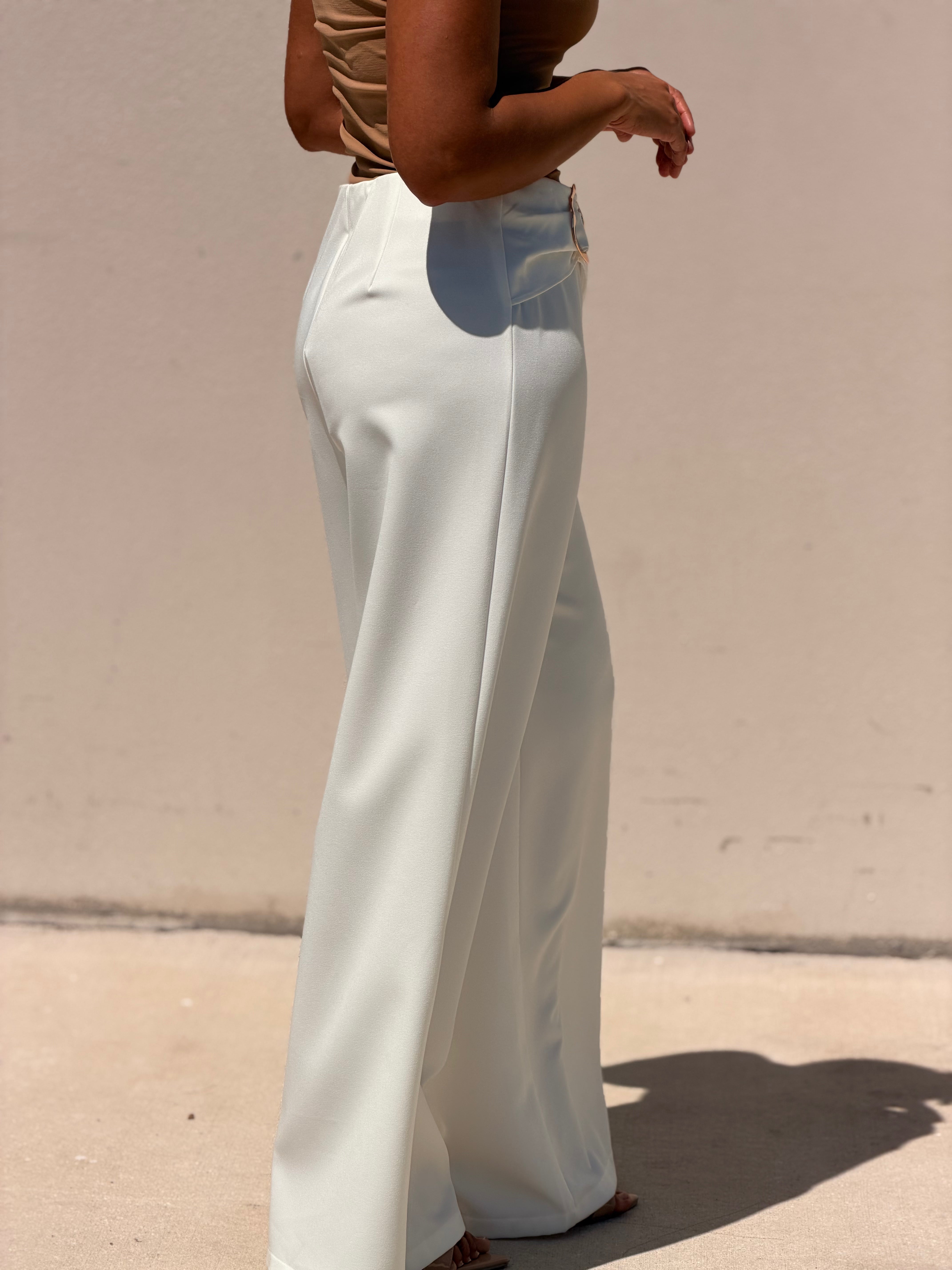 Waist Buckle With Wrap Detail Pants