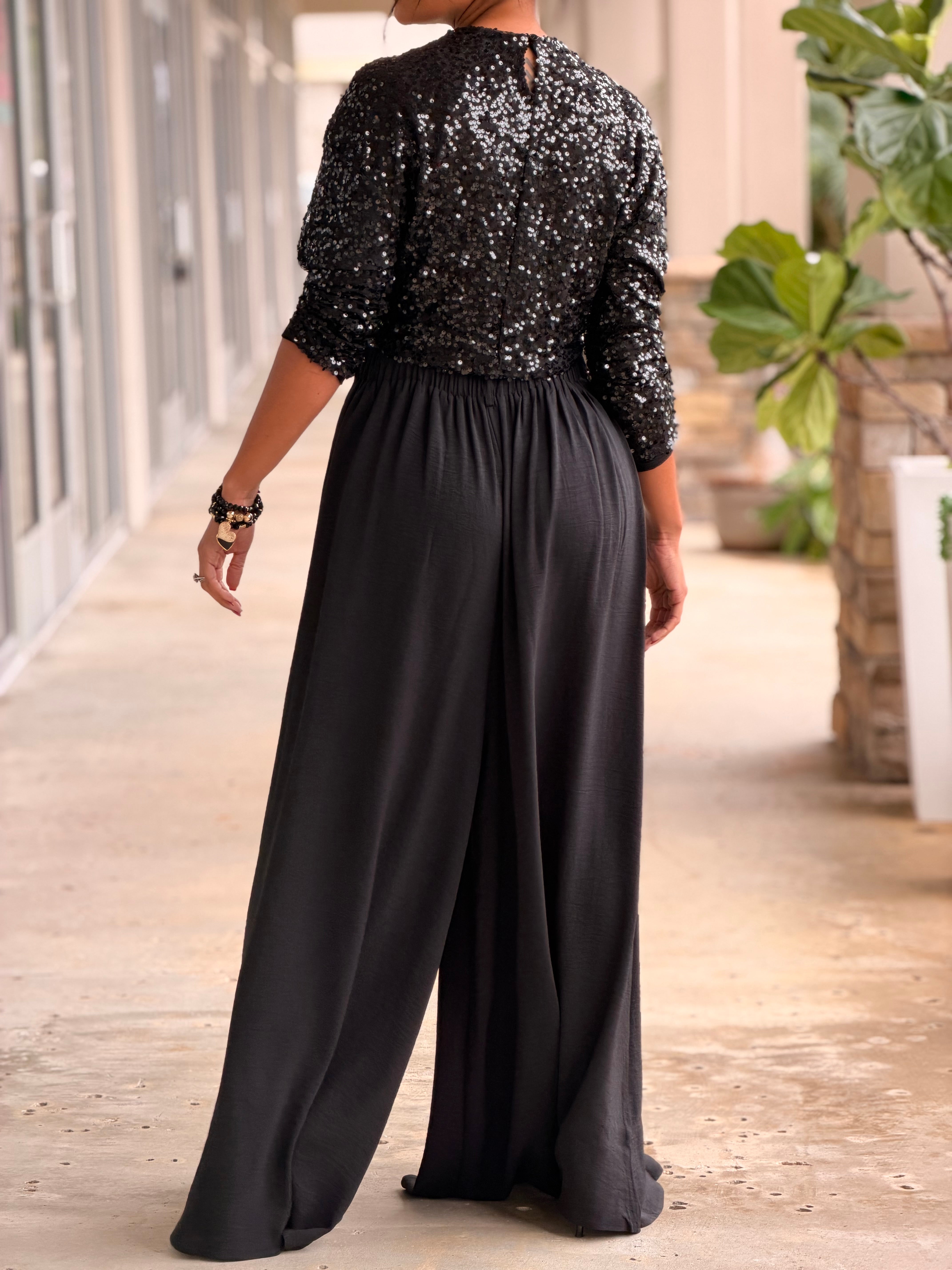 Long Sleeve Sequins Top