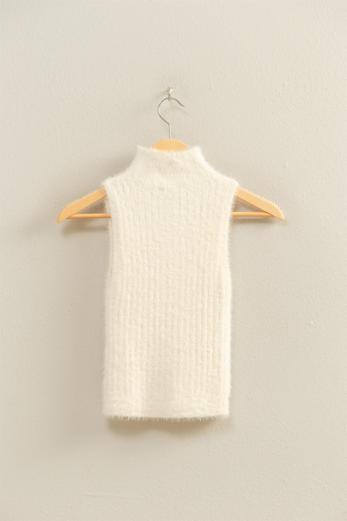 Sleeveless High Neck Knit Top