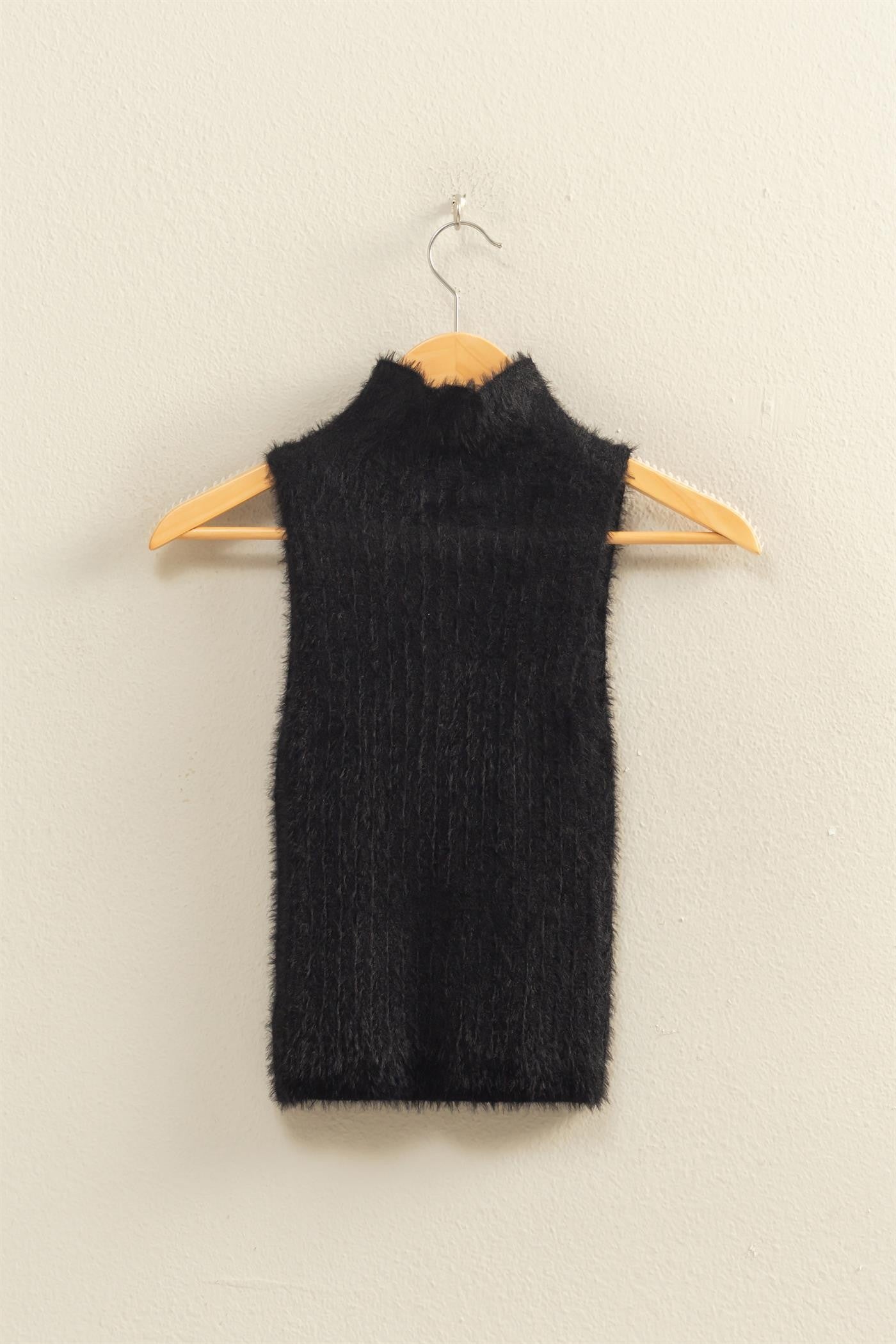 Sleeveless High Neck Knit Top