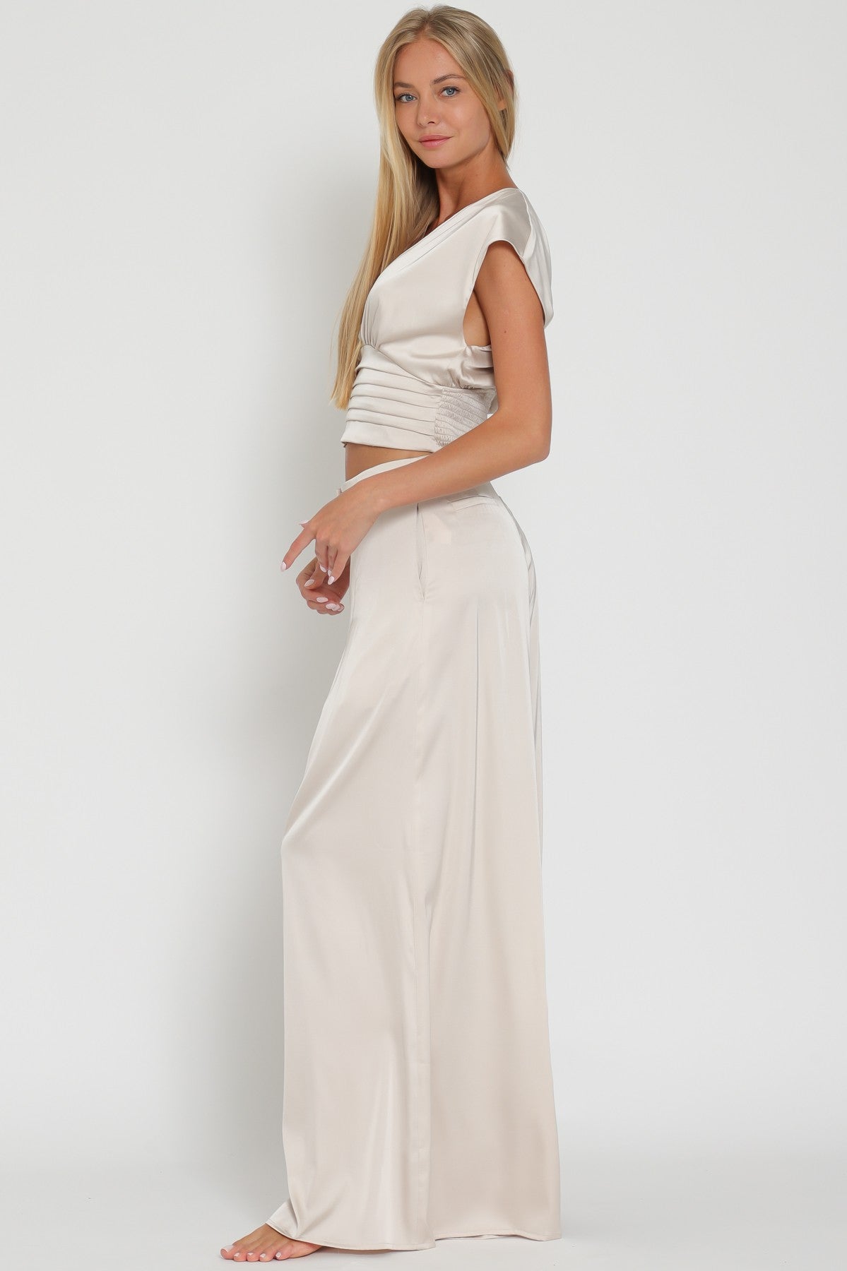 V-neck Dolman Sleeve Top & High Waisted Pants Set