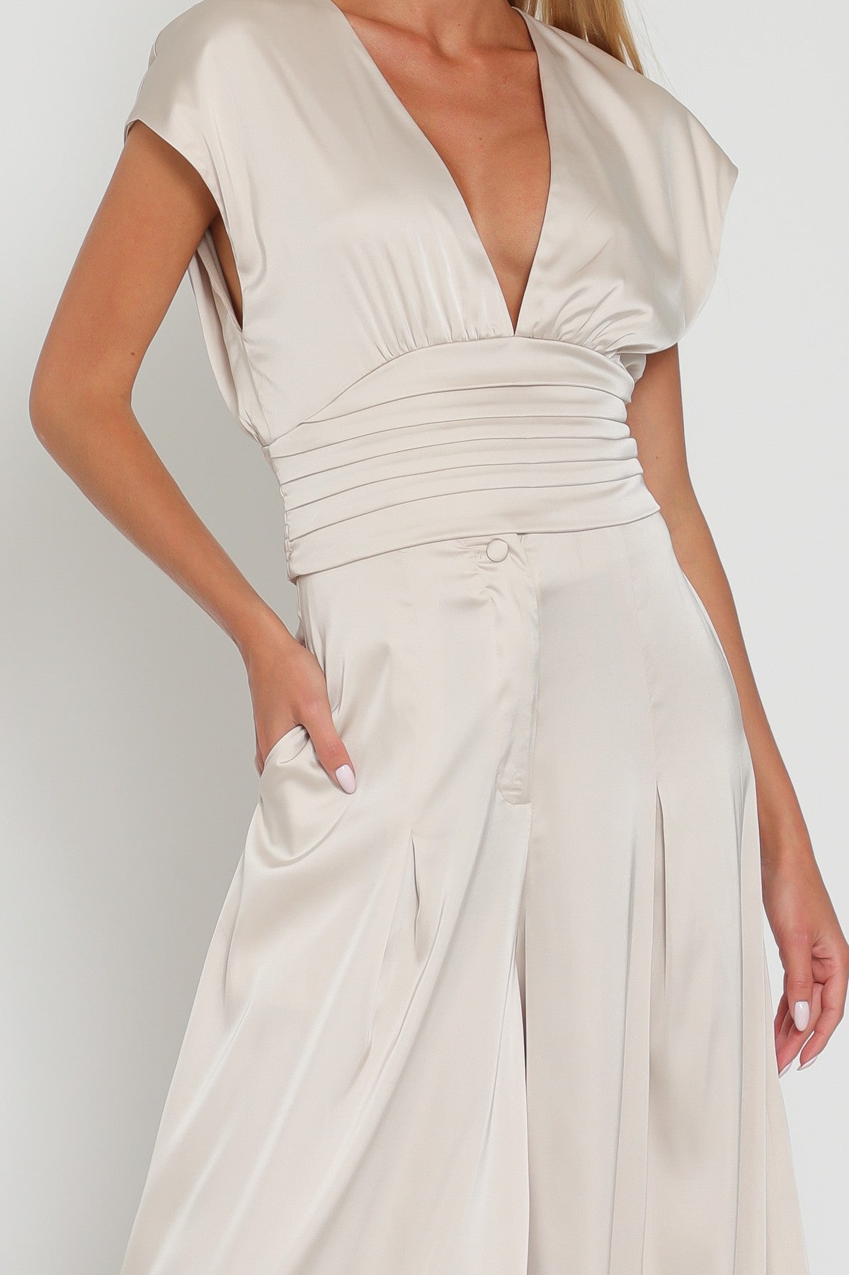 V-neck Dolman Sleeve Top & High Waisted Pants Set