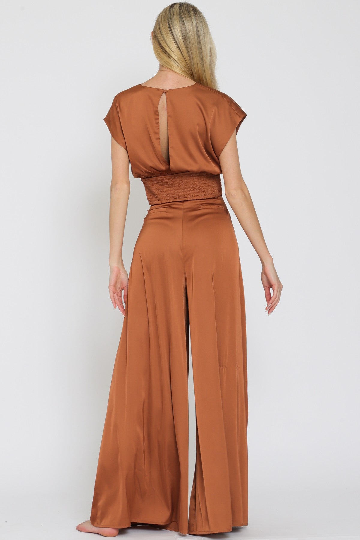 V-neck Dolman Sleeve Top & High Waisted Pants Set