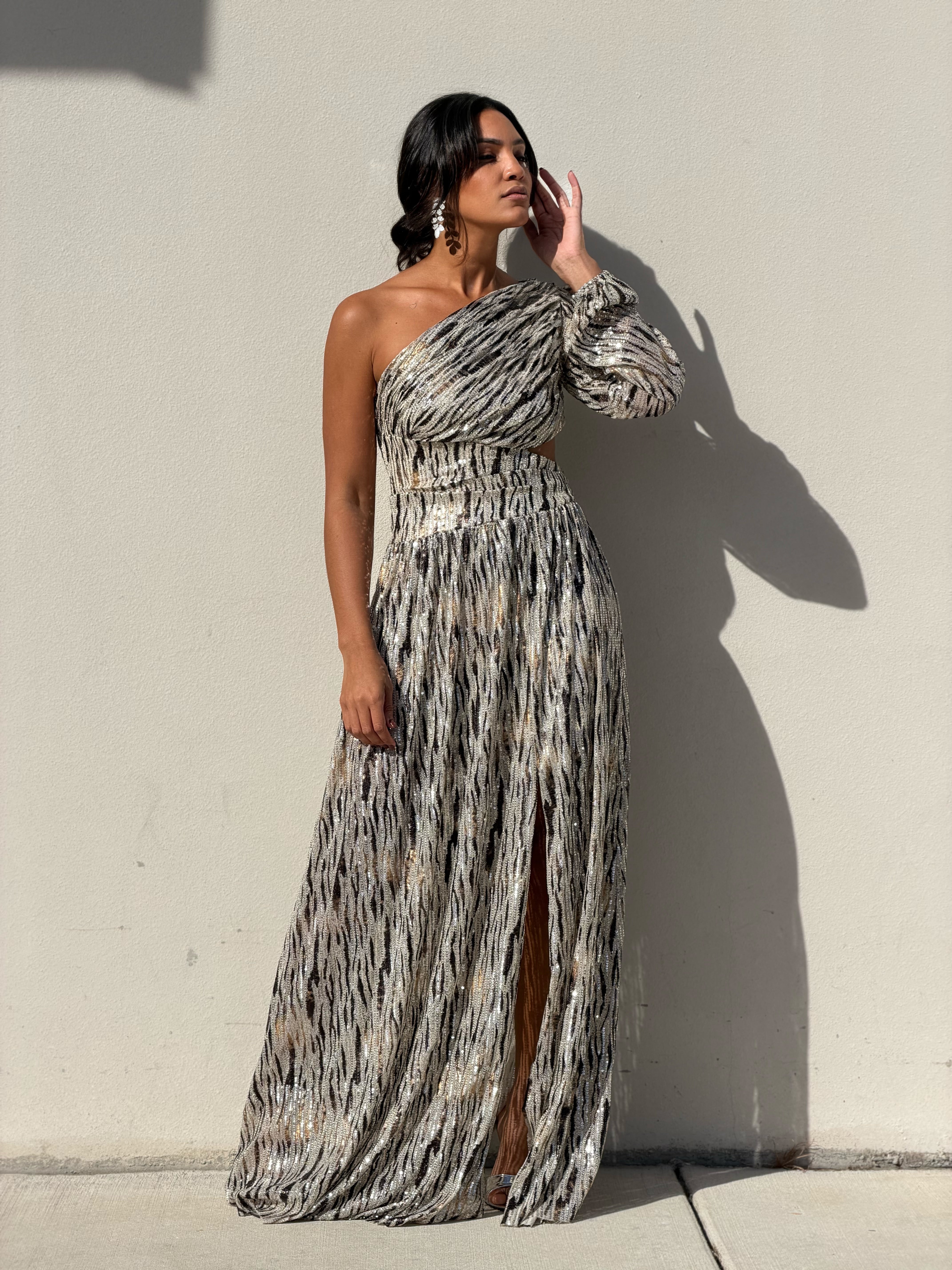 One/s Sequin Mesh Gown