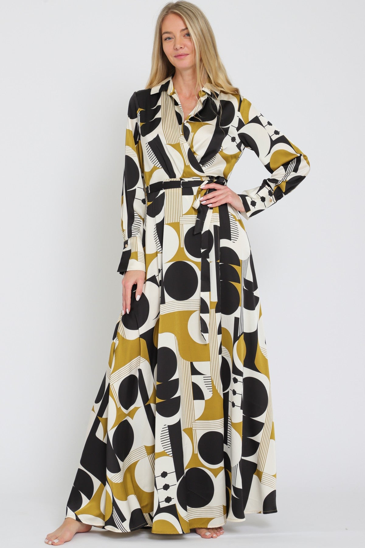 Long Sleeve Wrap Maxi Dress