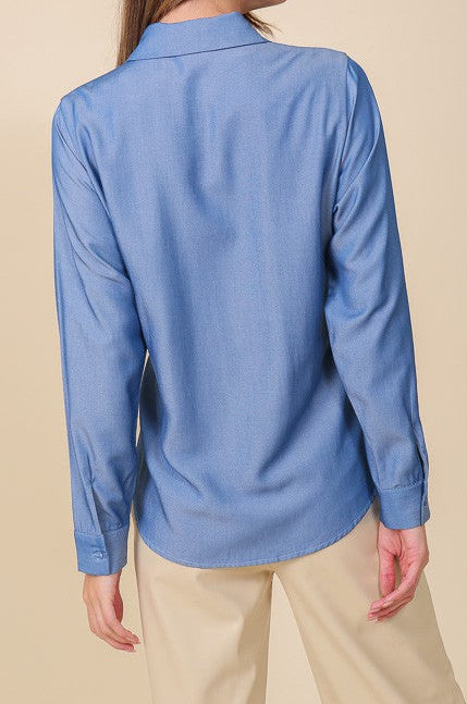 LONG SLEEVE FRONT KNOT SHIRT
