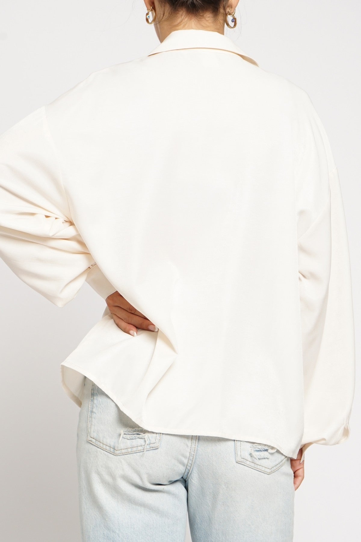 Oversized Balloon Sleeve Button Down Shirt