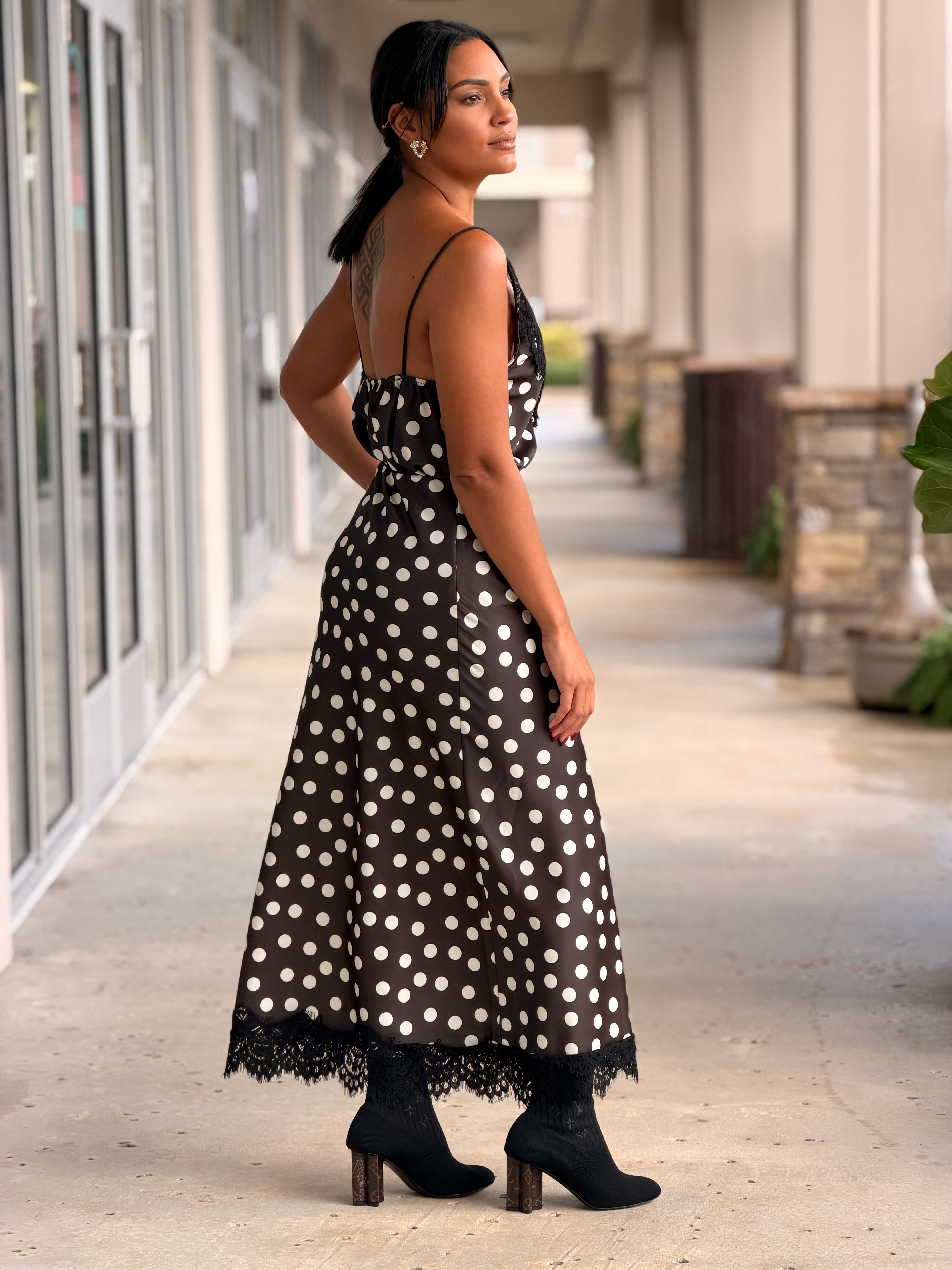Satin Polka Dots Maxi Skirt