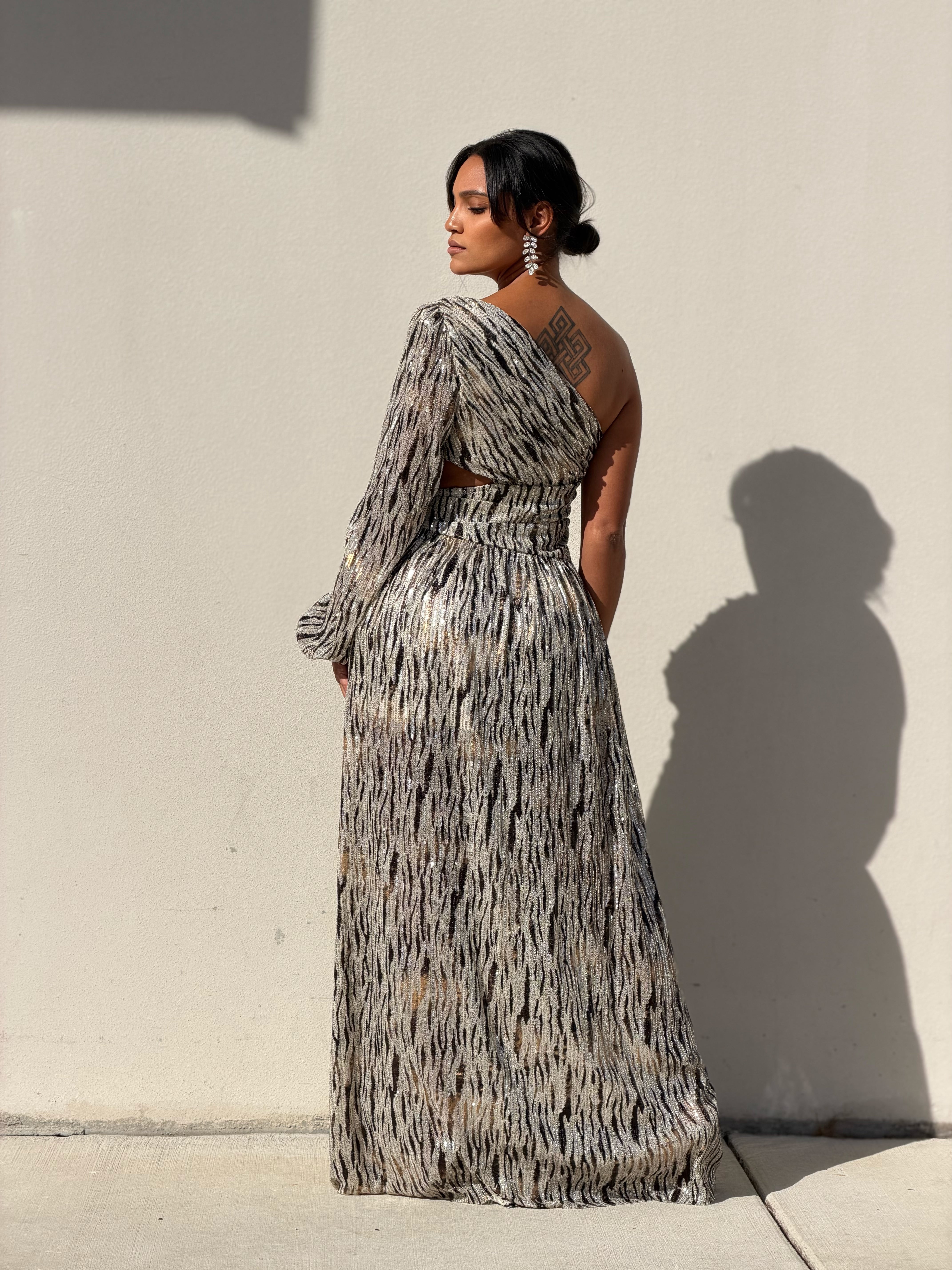 One/s Sequin Mesh Gown