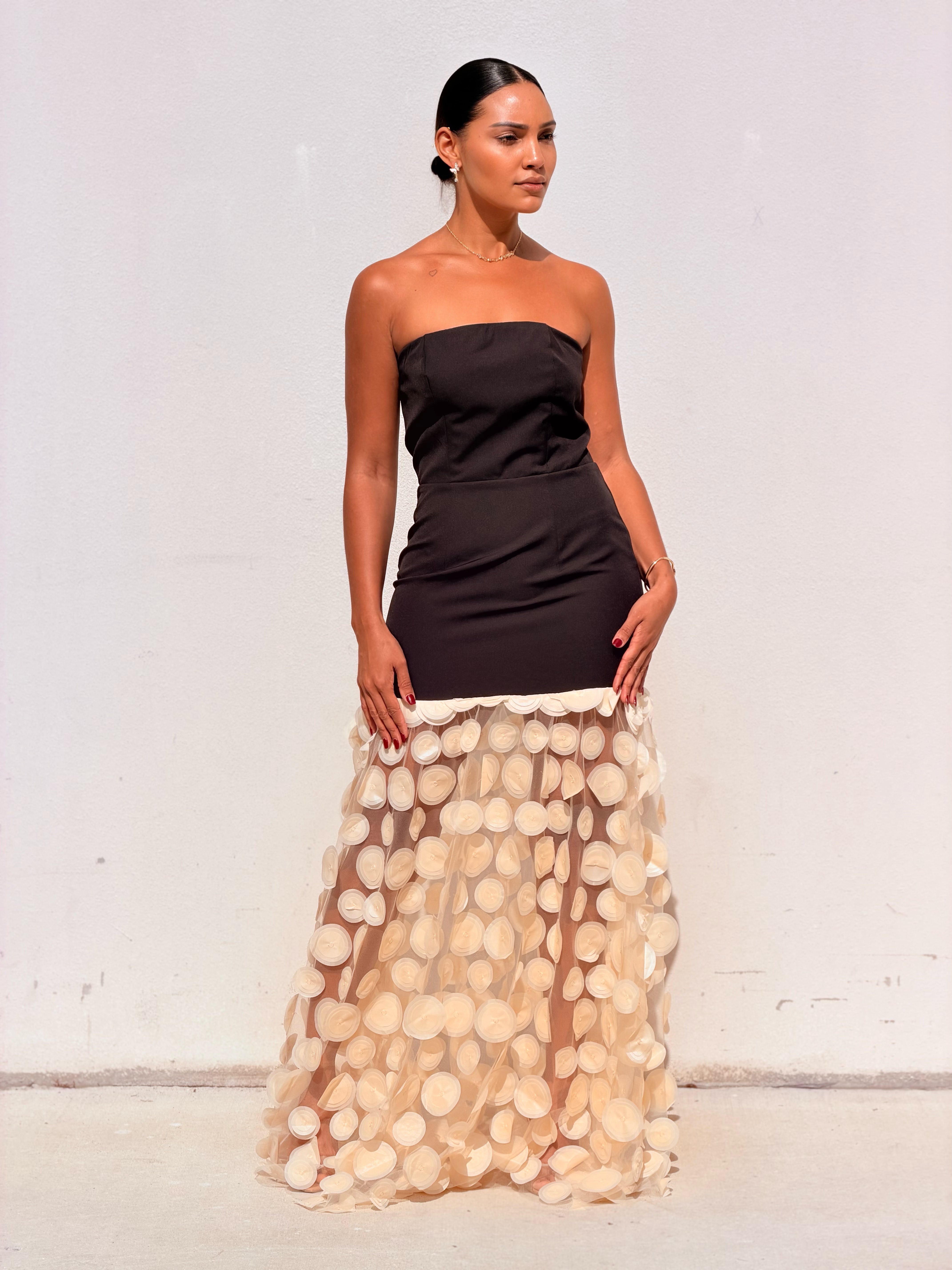 Textured 3d Contrast Dress