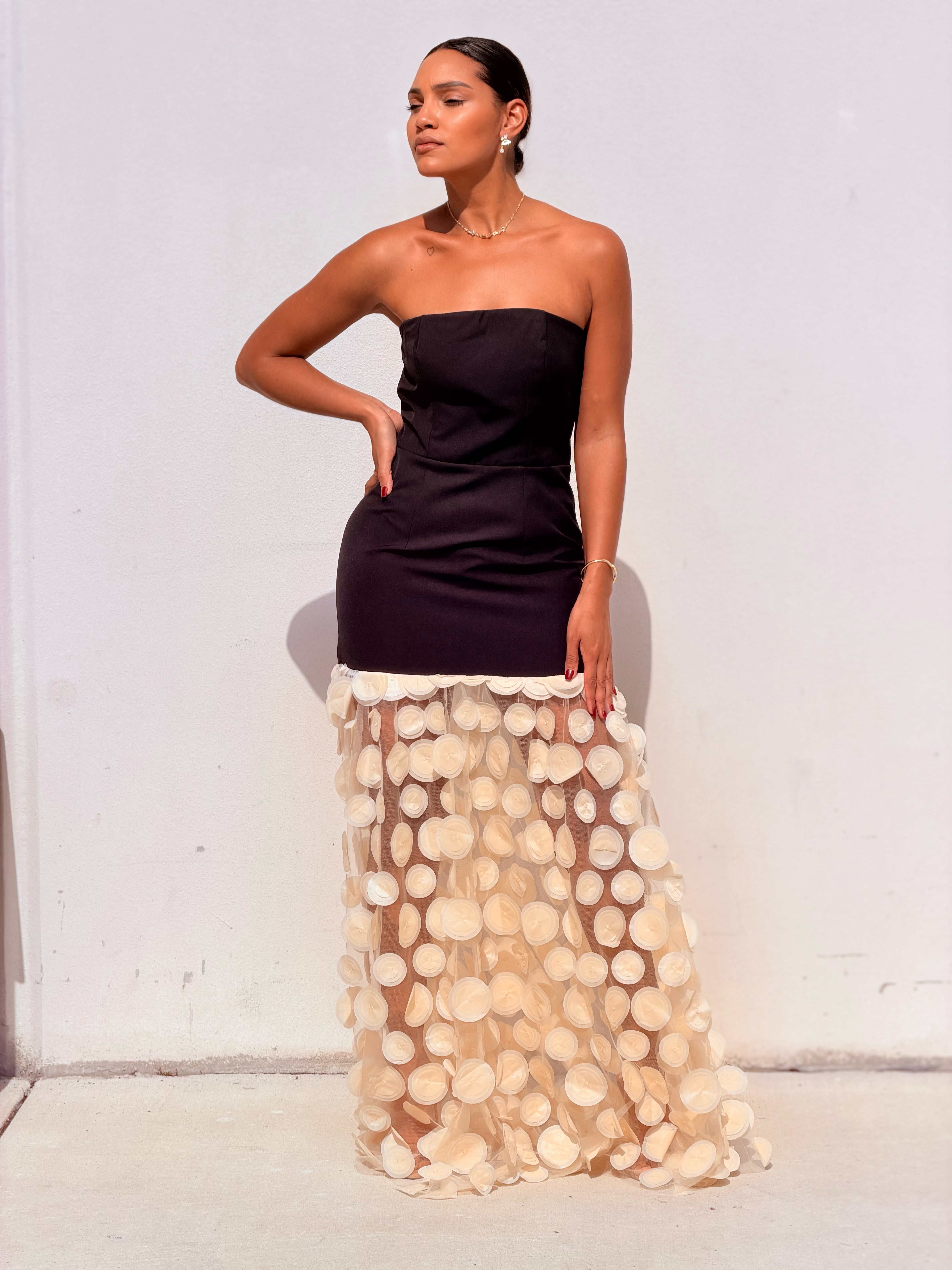 Textured 3d Contrast Dress