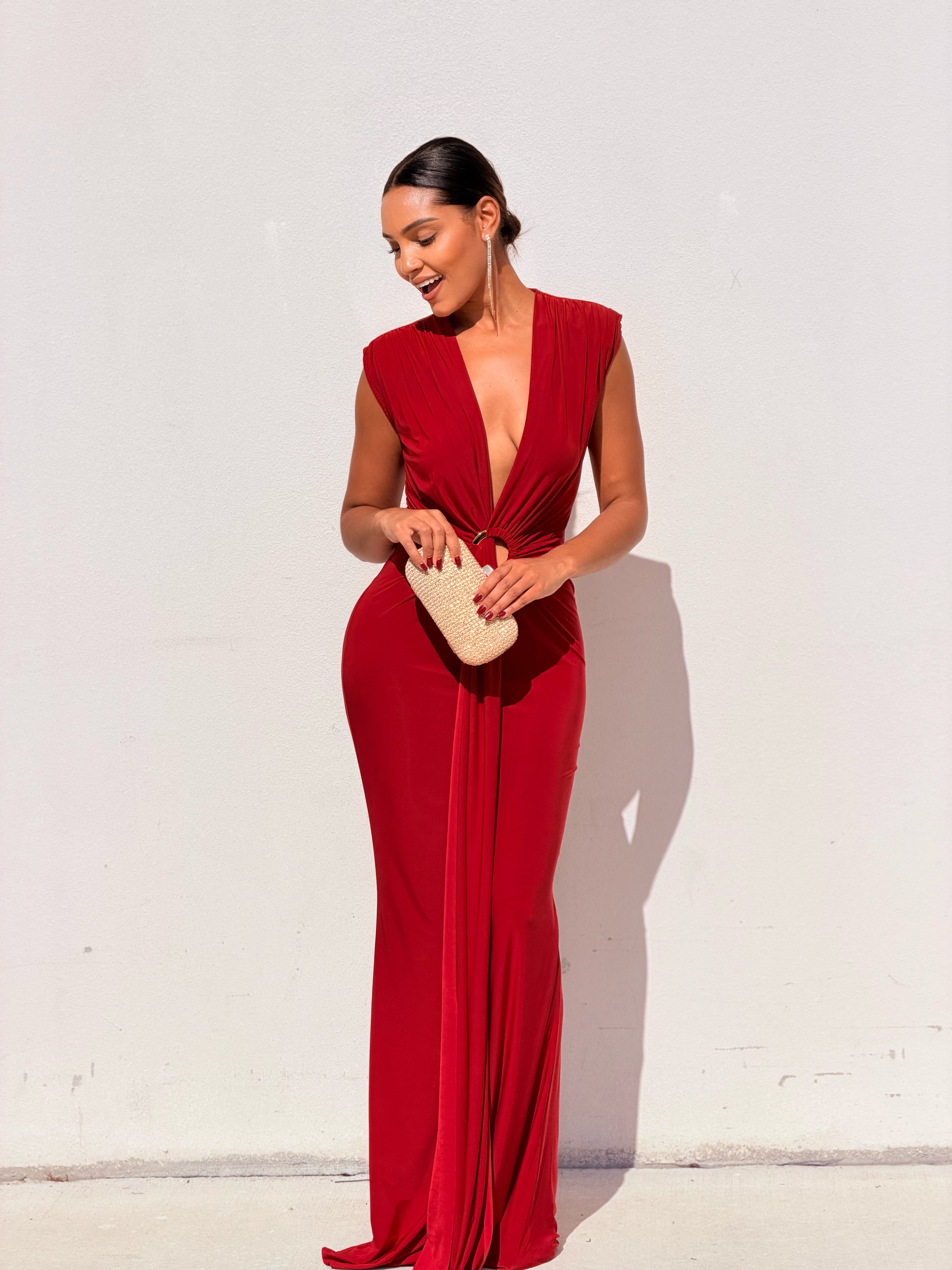 Ring Detail Sleeveless Maxi Dress